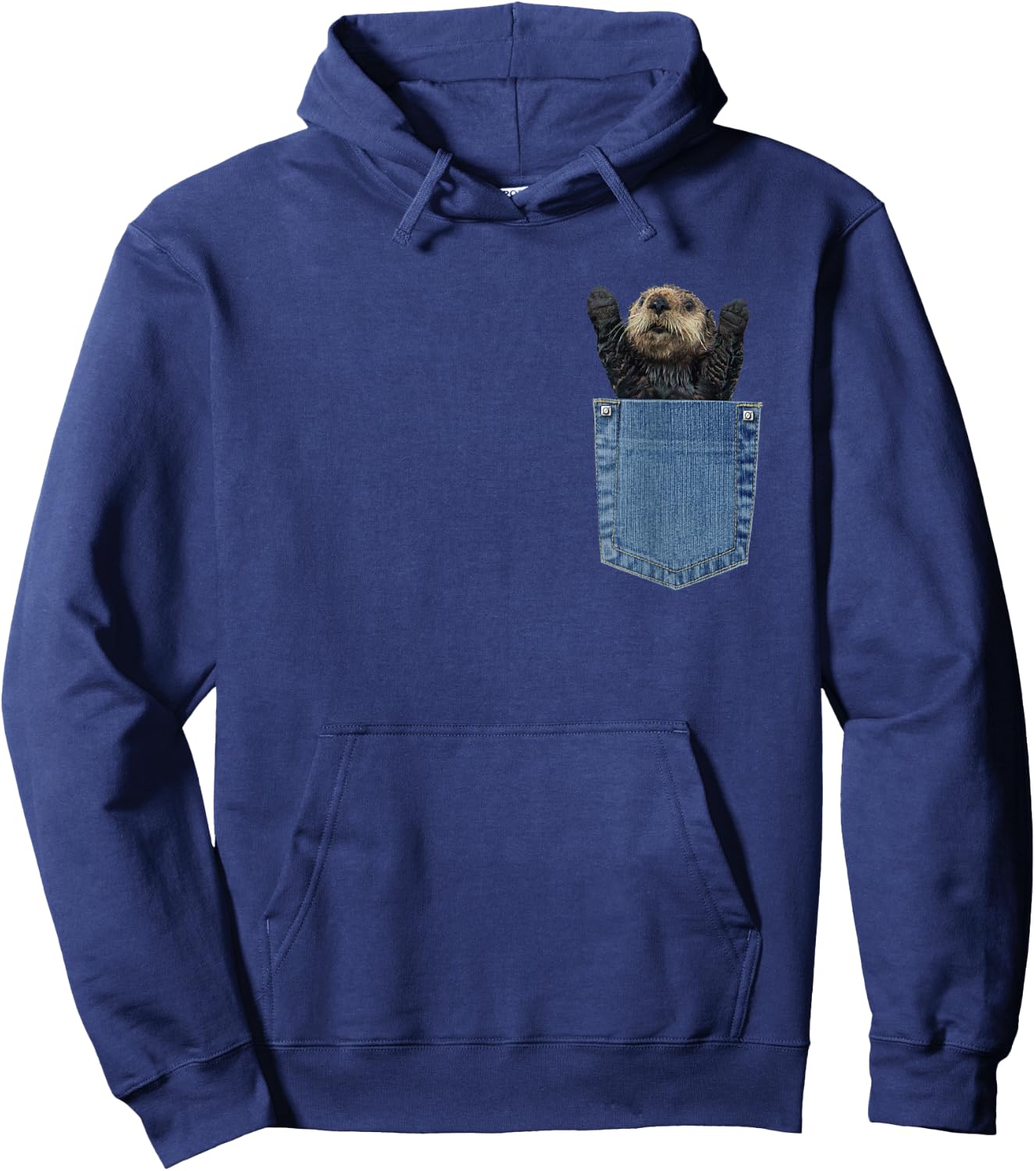Otter Shirts Funny Adorable Sea Otter in Pocket Otter Hoodie - Hoodie | Navy