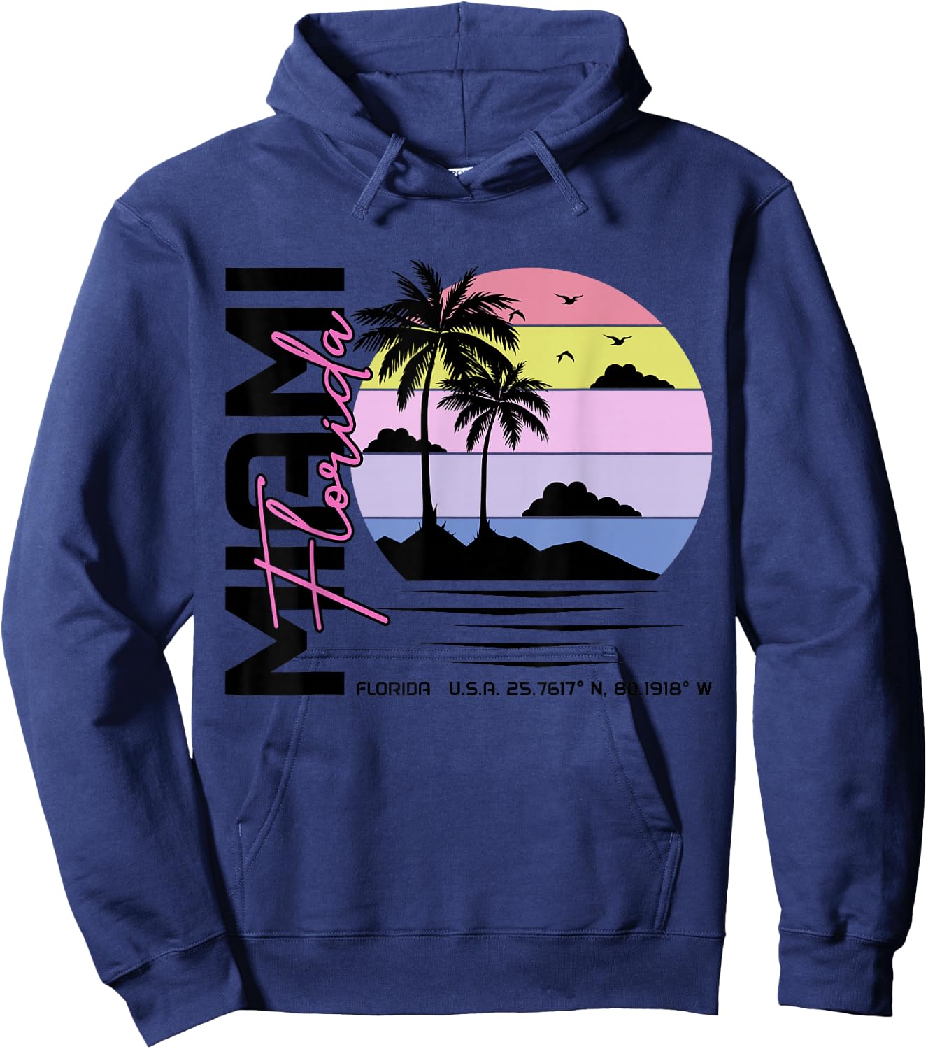 Miami Florida Vintage Retro Pride 305 Area Code Miami FL Hoodie - Hoodie | Navy