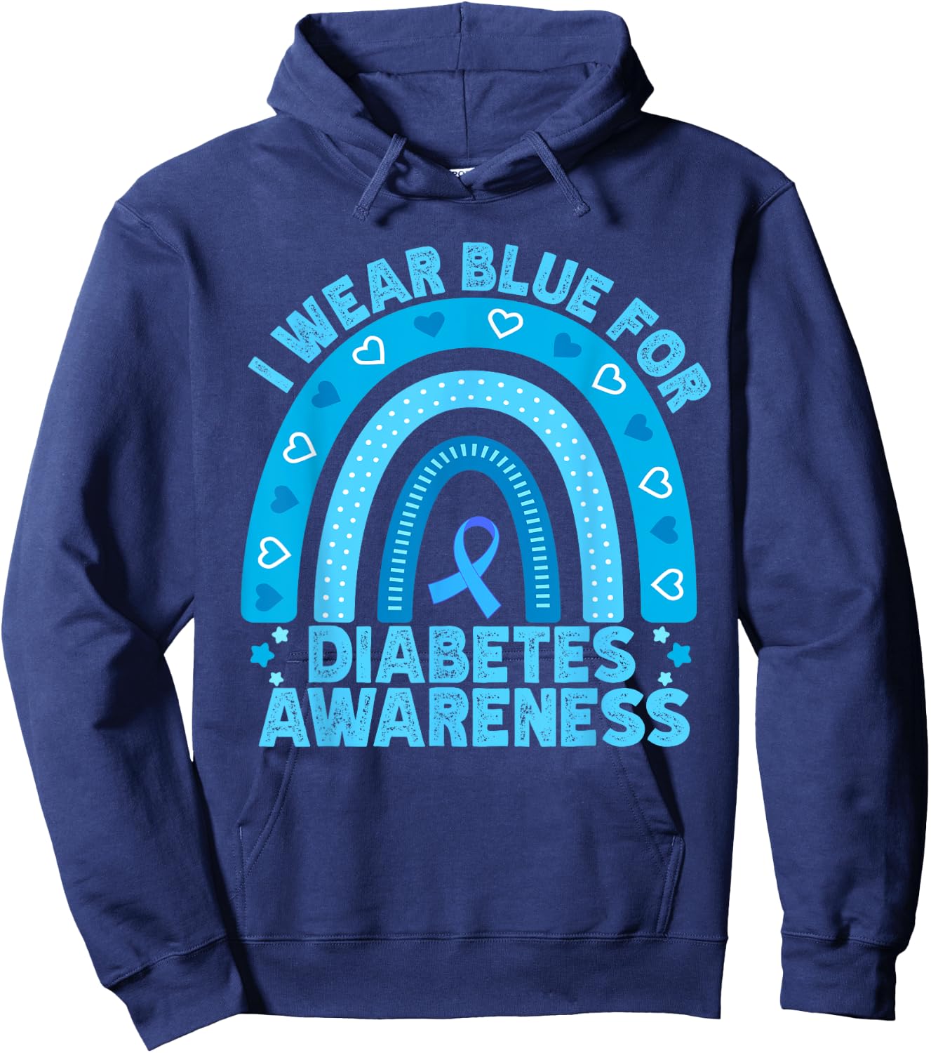 I Wear Blue For Diabetes Awareness Rainbow Diabetic Women Hoodie - Hoodie | Navy
