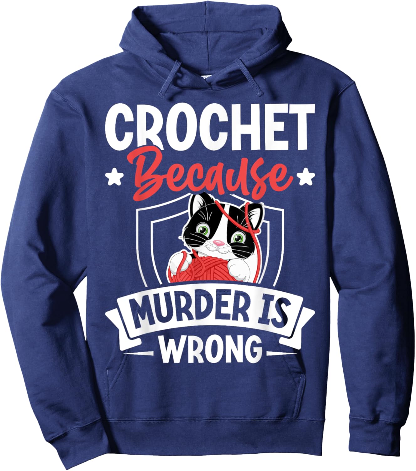 Crochet Because Murder Is Wrong Unicorn Crocheting Hoodie - Hoodie | Navy