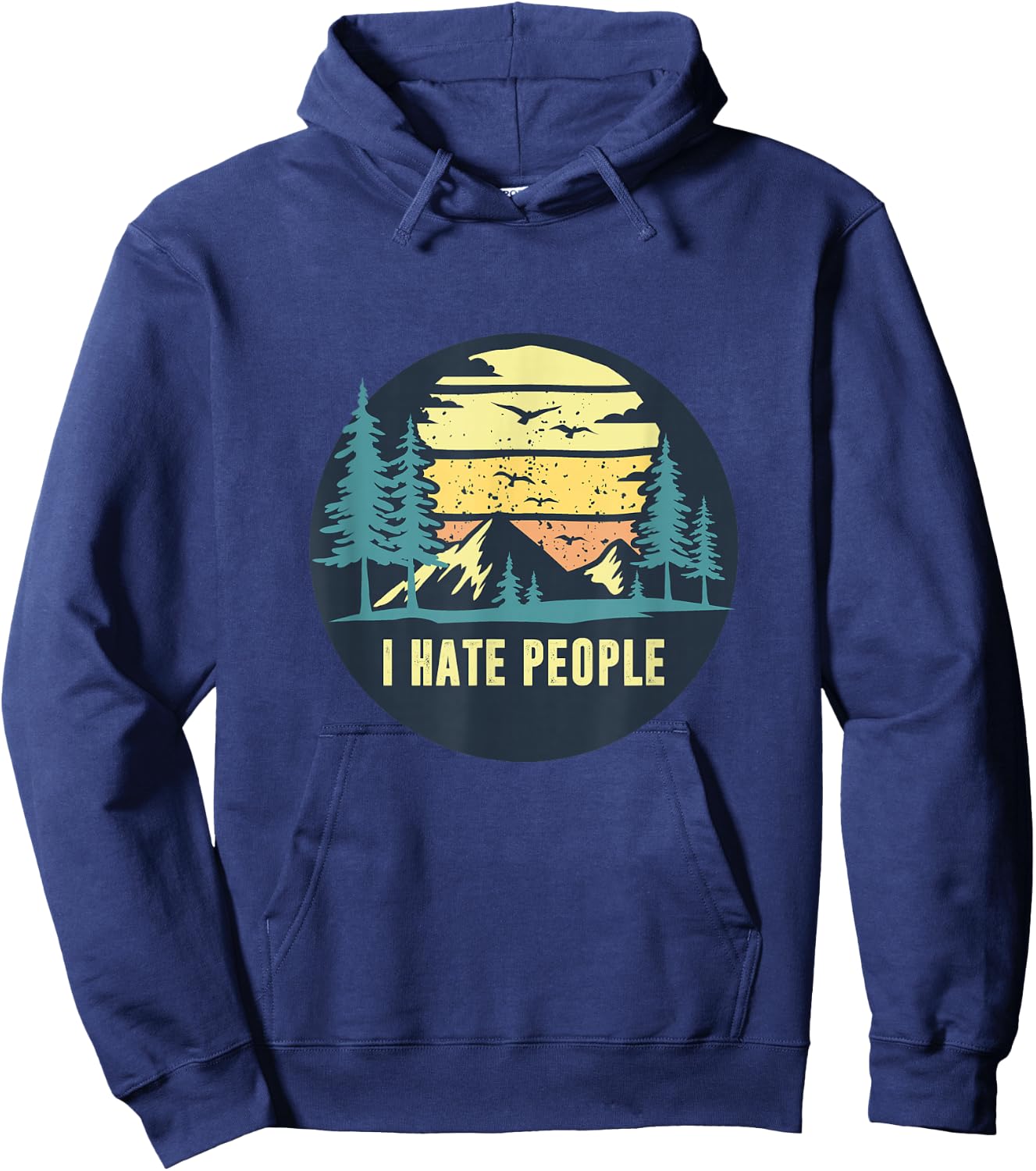 Vintage I Hate People Outdoor Hiking Hoodie - Hoodie | Navy