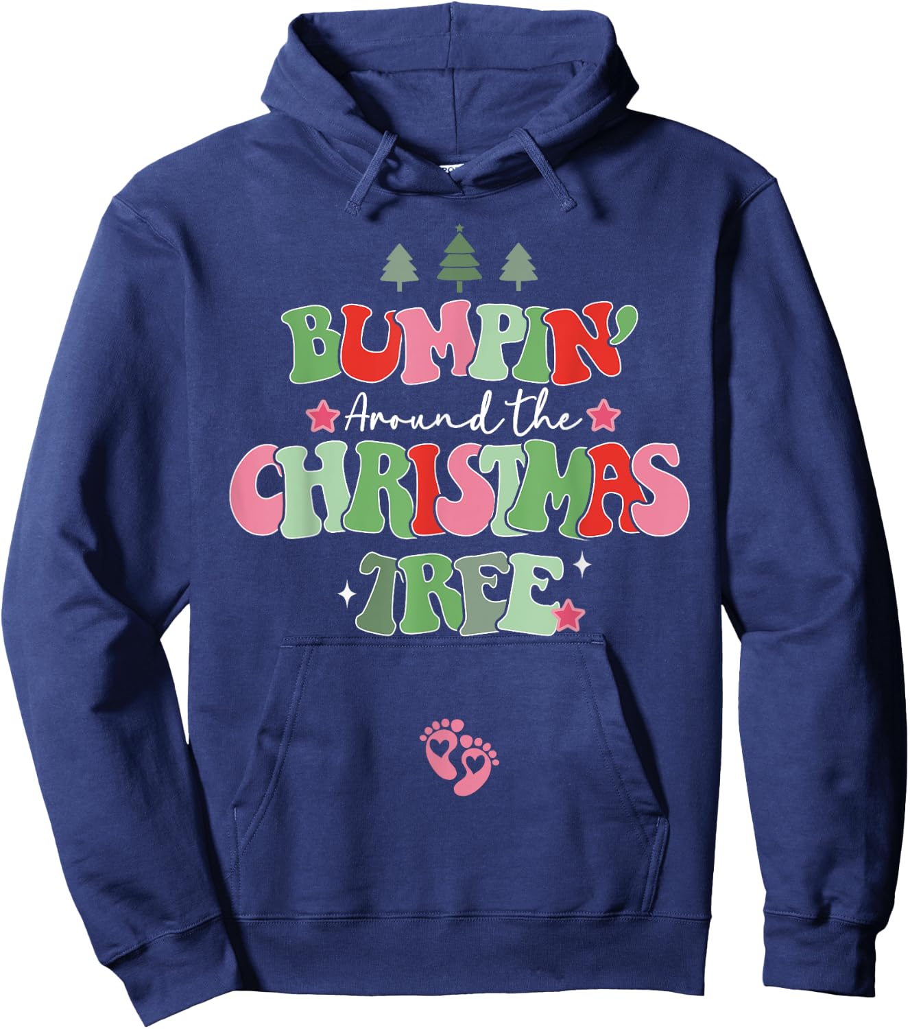 Bumping Around The Christmas Tree Christmas Pregnancy Hoodie - Hoodie | Navy