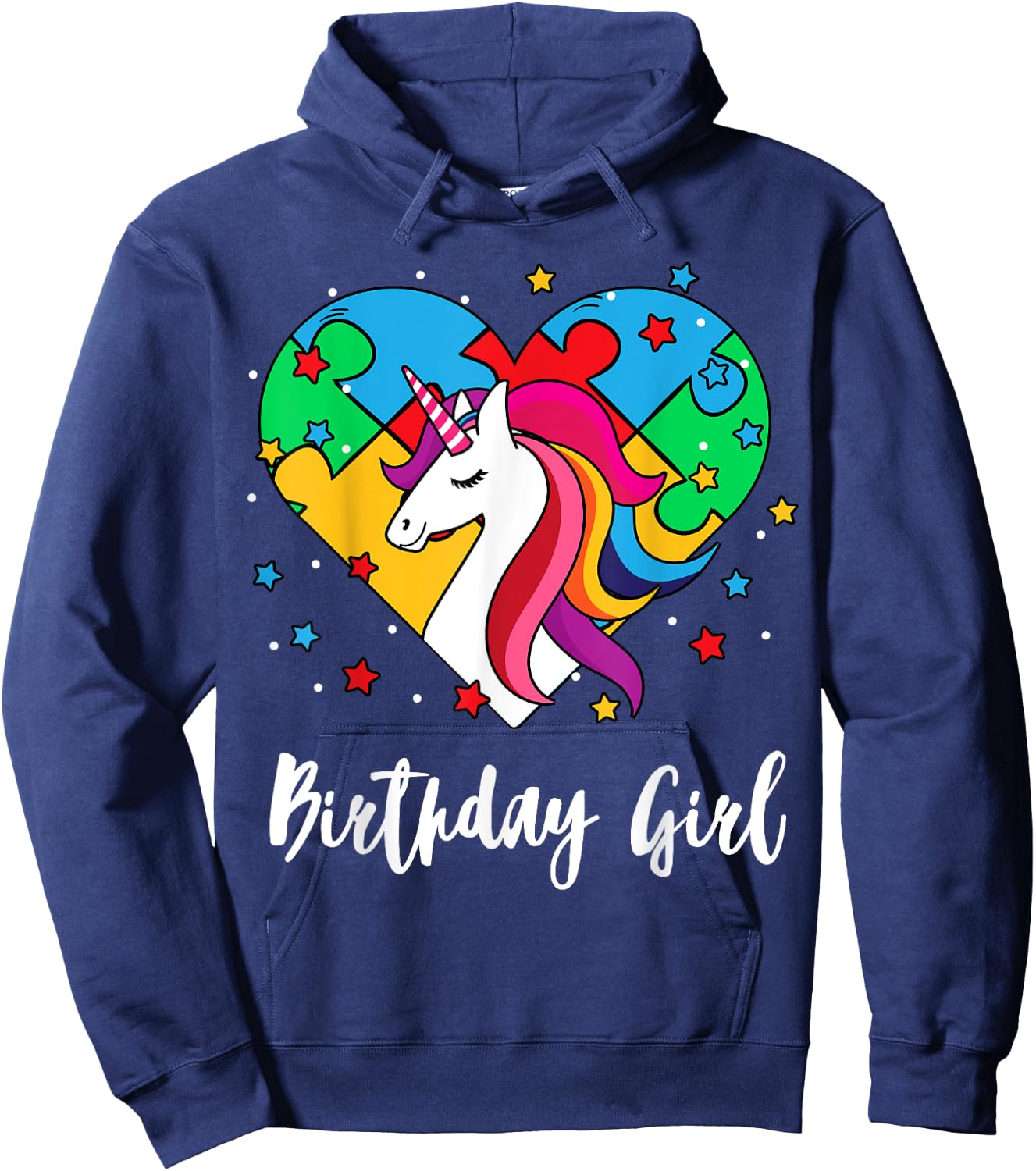 Unicorn Puzzle Heart Bday Girl Cool Autism Awareness Gift Hoodie - Hoodie | Navy
