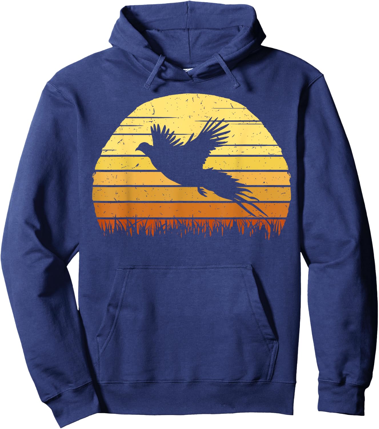 Pheasant Hunting Retro Hunter Flying Bird Shooting Gift Hoodie - Hoodie | Navy