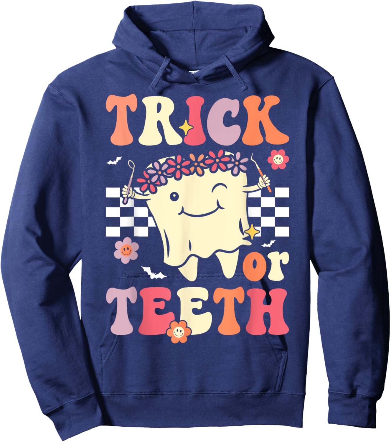 Trick Or Teeth Funny Dental Hygienist Halloween Dentist Hoodie - Hoodie | Navy