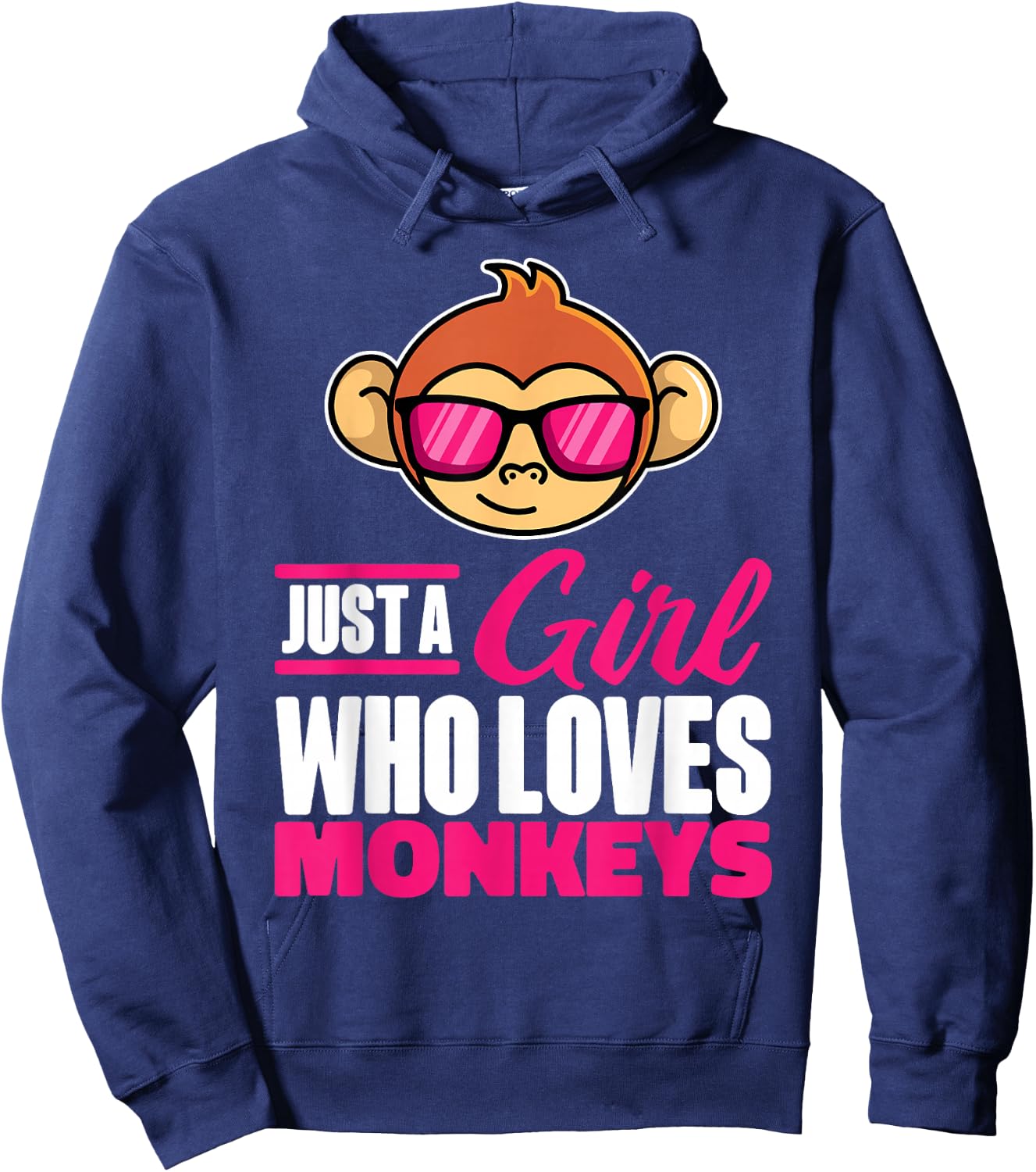Just A Girl Who Loves Monkeys With Sunglasses For Kids Hoodie - Hoodie | Navy