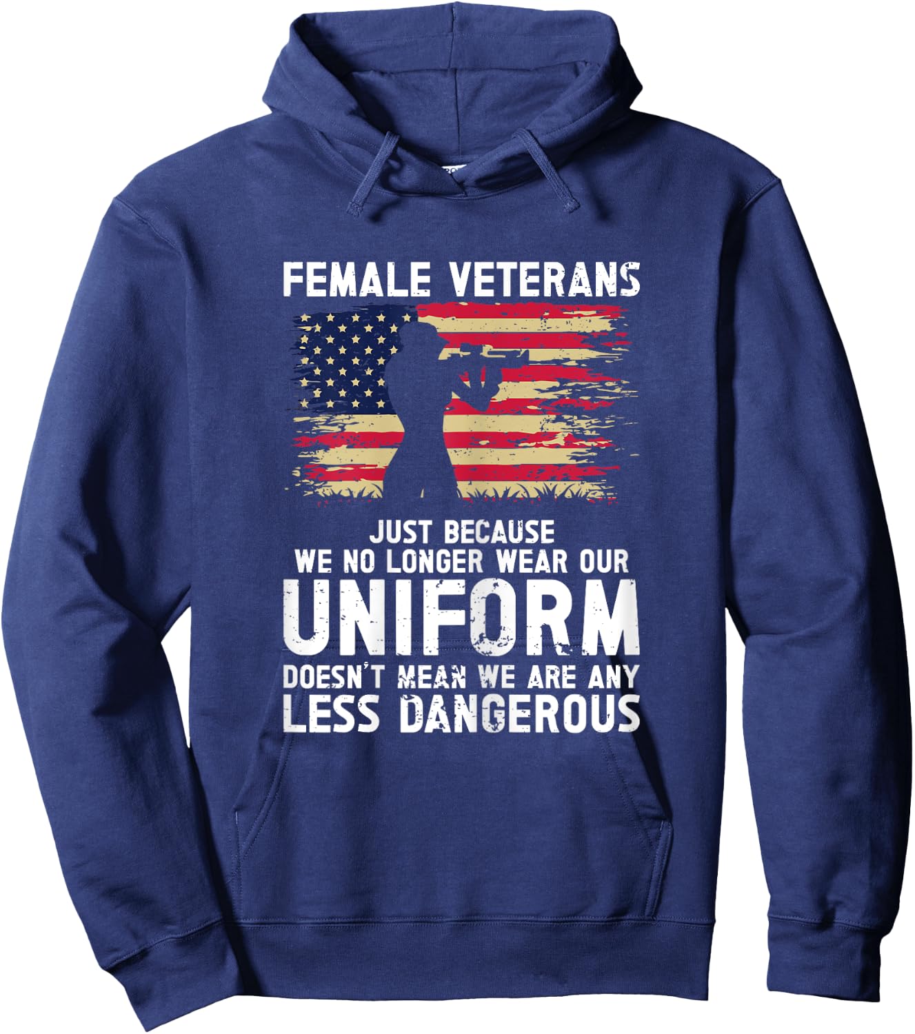 Veteran Women Female Soldier Veterans Day Patriotic USA Hoodie - Hoodie | Navy