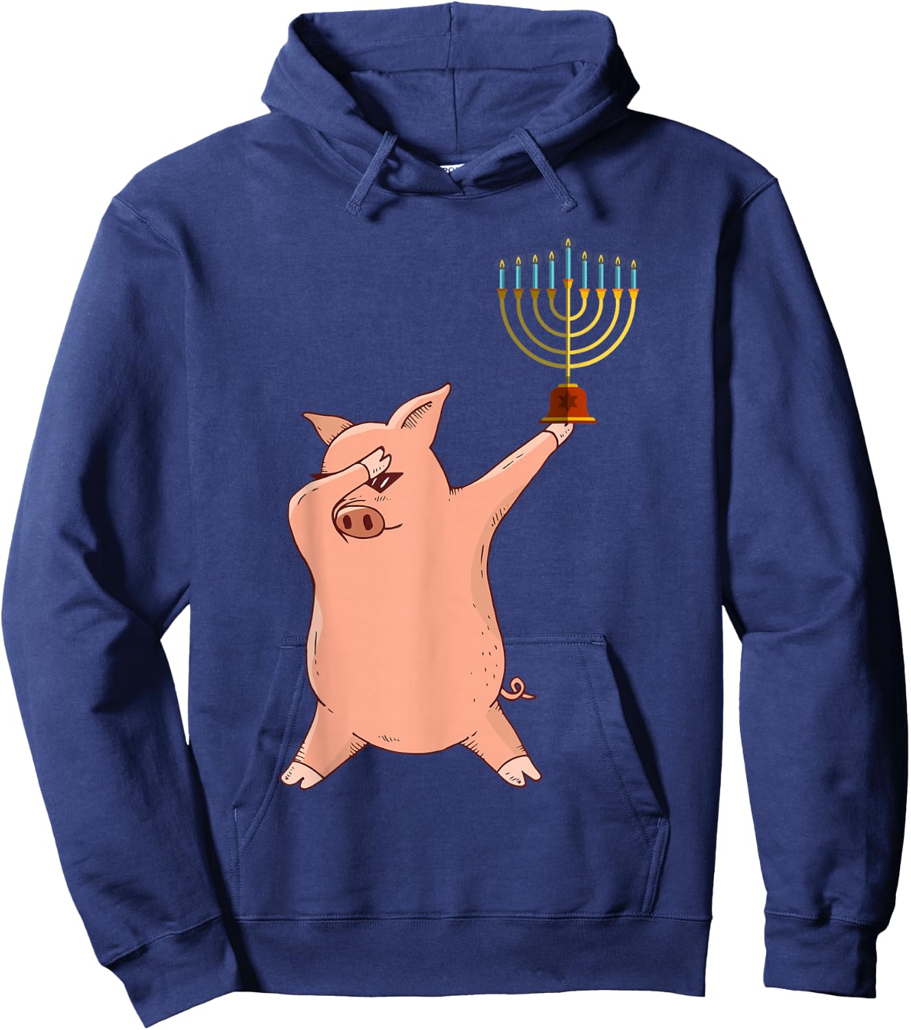 Dabbing Pig Hanukkah Hoodie - Hoodie | Navy