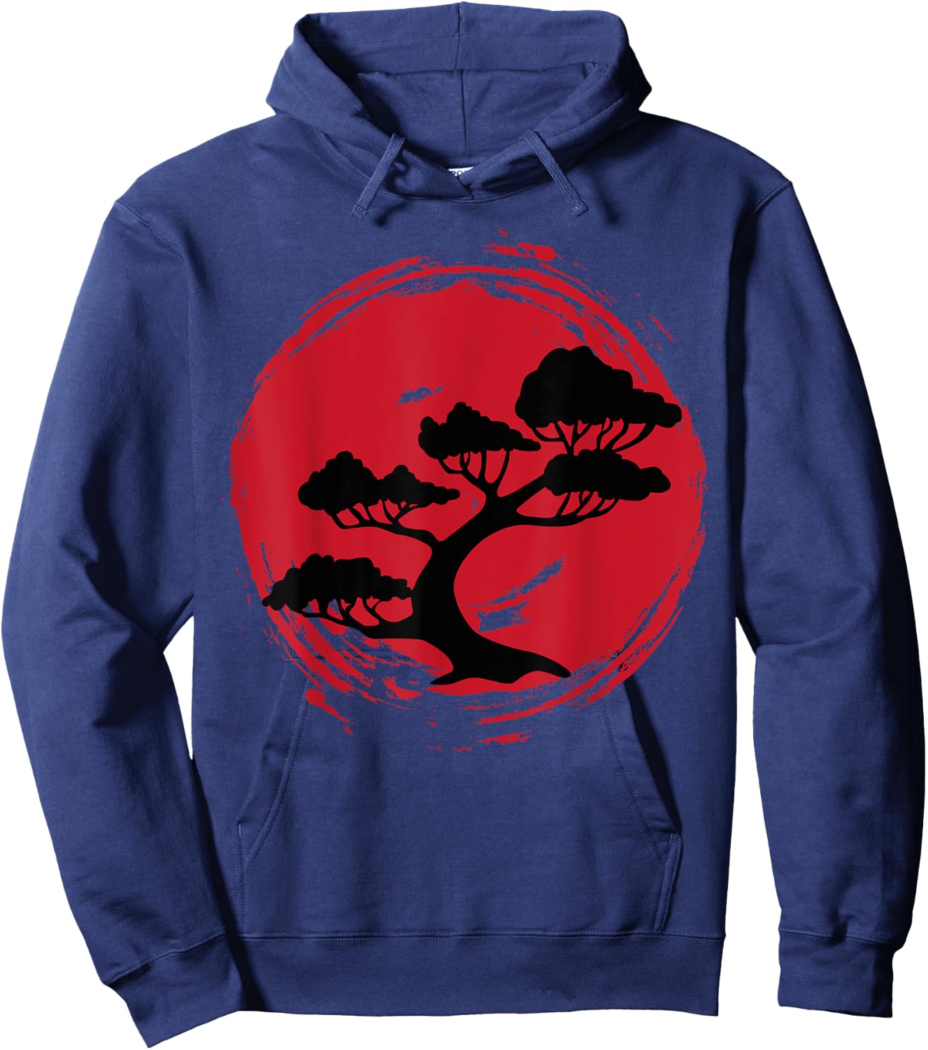 BONSAI TREE Japanese Enso Calligraphy Circle Hoodie - Hoodie | Navy
