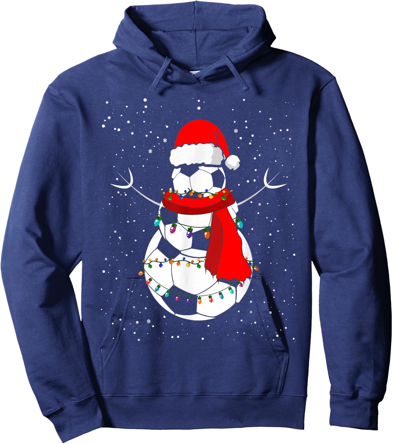 Funny Christmas Soccer Balls Santa Snowman Holiday Xmas 2023 Hoodie - Hoodie | Navy