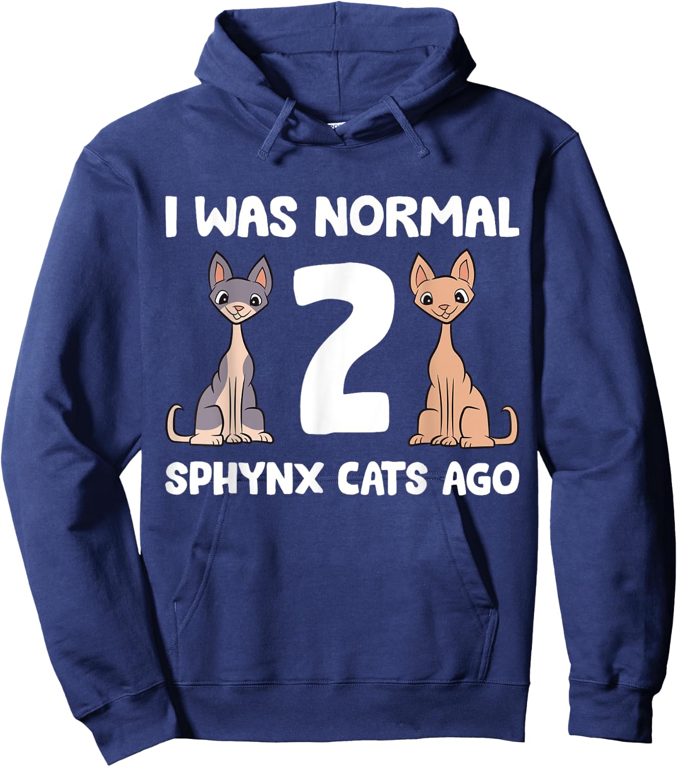 Funny Sphynx Cat Lover I Was Normal 2 Sphynx Cats Ago Women Girls Kids Hoodie - Hoodie | Navy