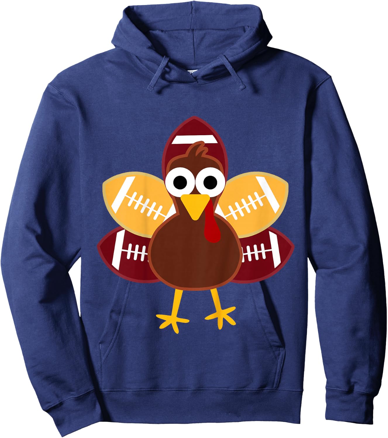 Turkey Football Toddler Boy Thanksgiving Baby Funny Hoodie - Hoodie | Navy