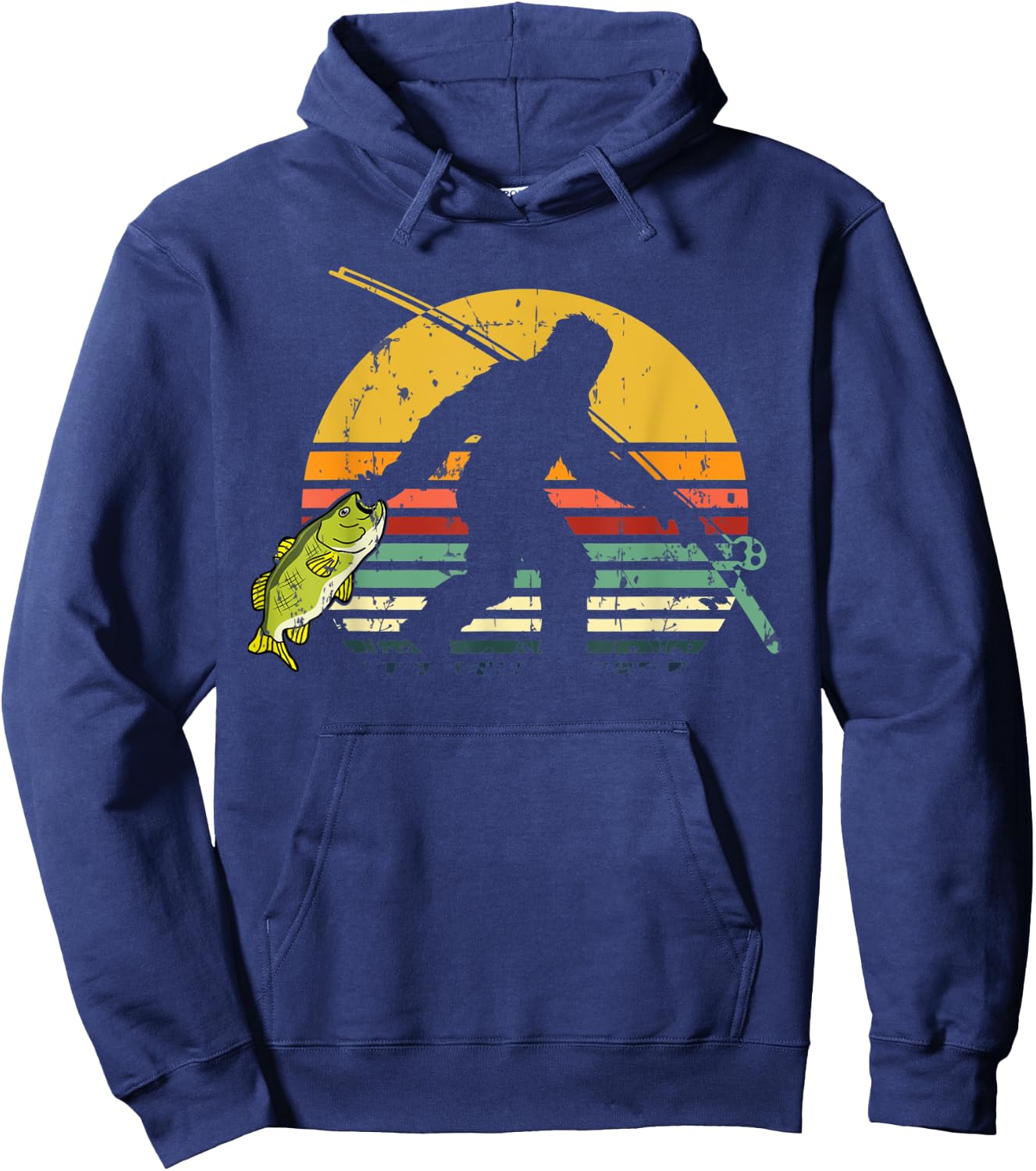 Funny Bass Fish Fishing Sasquatch Gift | Bigfoot Fisherman Hoodie - Hoodie | Navy