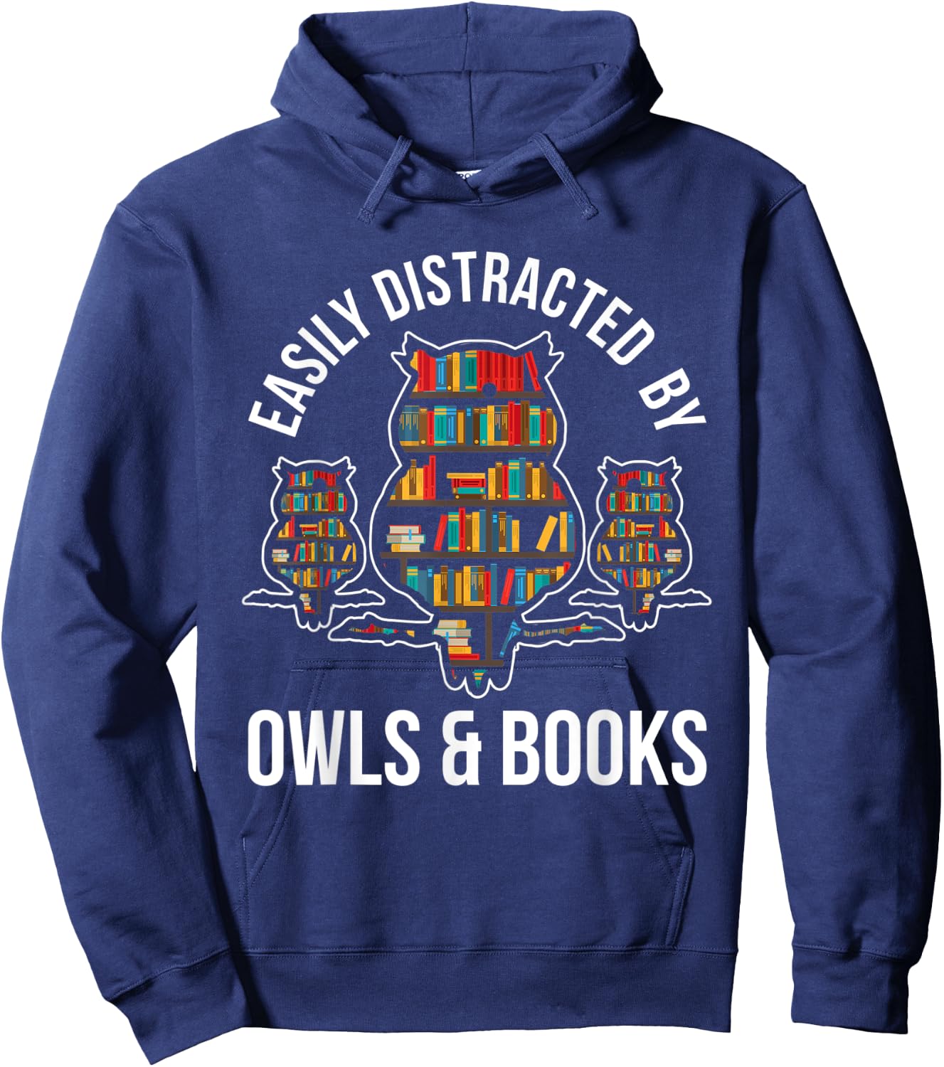 Owl Book Nerd Reading Gift Owl Hoodie - Hoodie | Navy