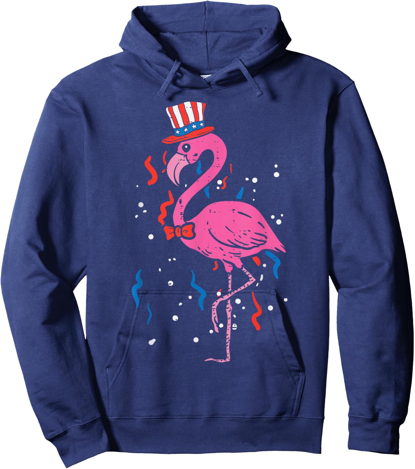 Flamingo American Flag USA 4th Of July Fourth Patriot Animal Hoodie - Hoodie | Navy