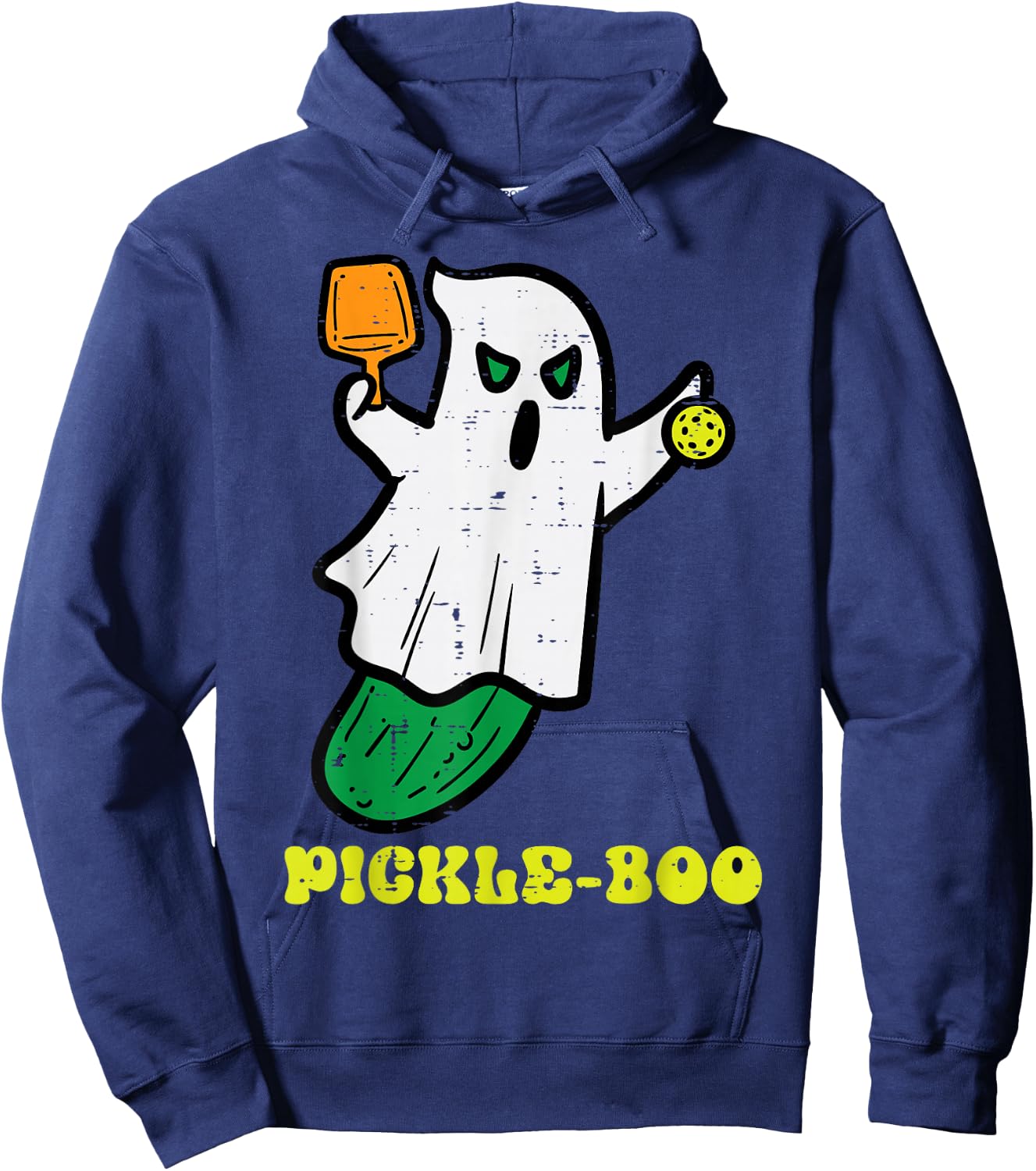 Halloween Pickleball Pickle Boo Ghost Costume Men Women Kids Hoodie - Hoodie | Navy