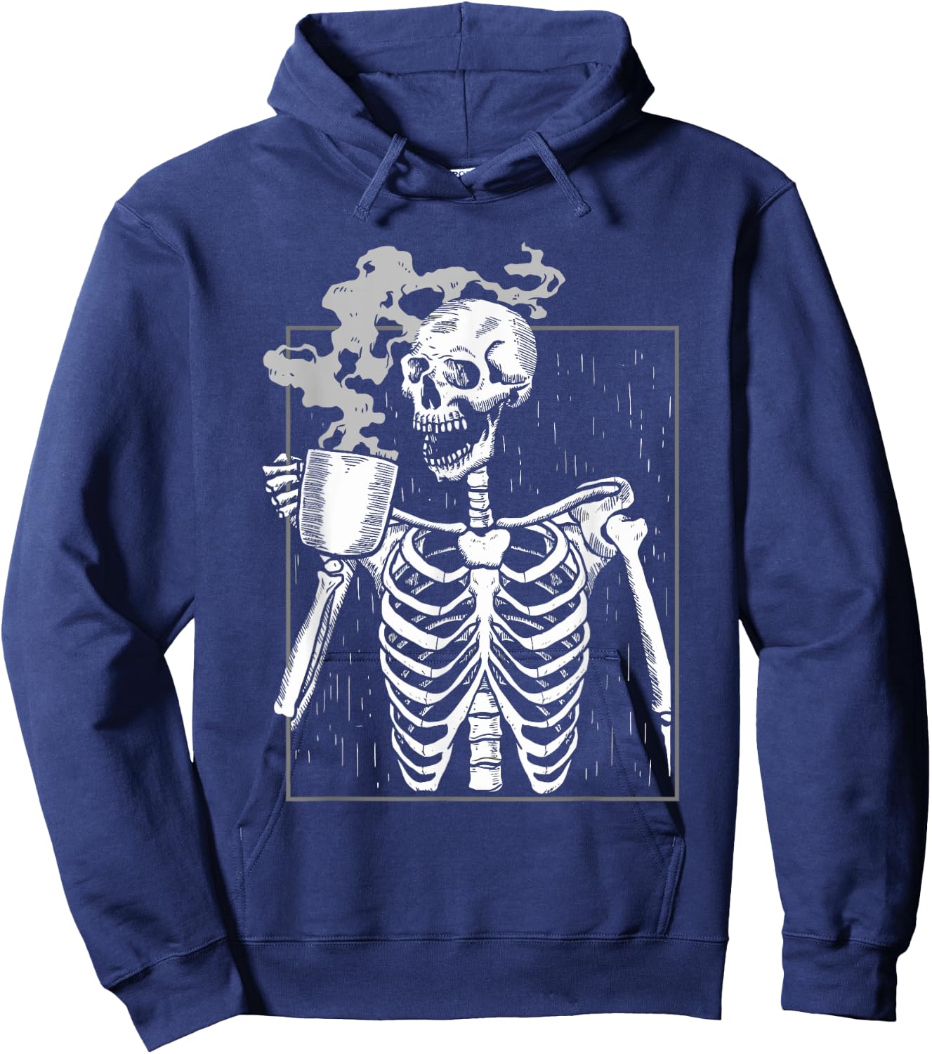 Funny Skeleton Drinking Coffee Caffeine Lover Coffee Brewer Hoodie - Hoodie | Navy