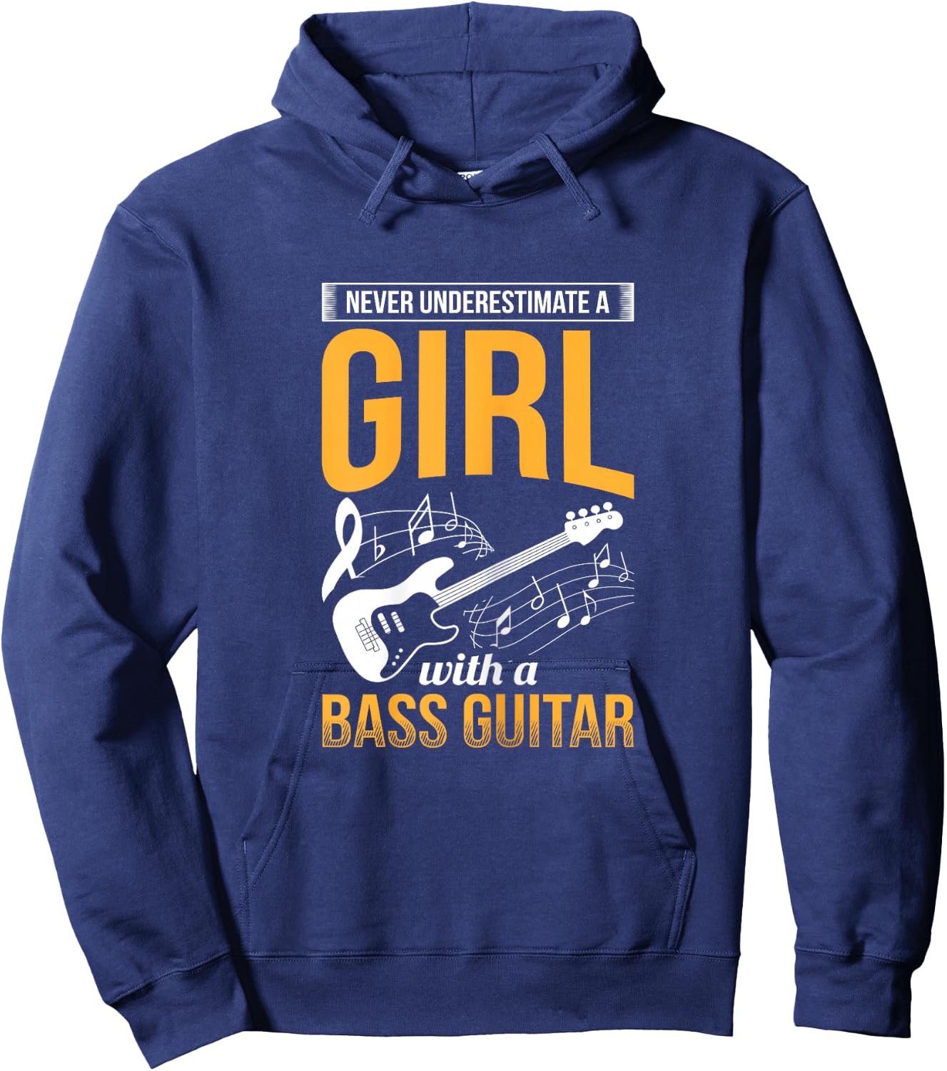 Girl With A Bass Guitar Bassist Musician Bass Player Hoodie - Hoodie | Navy