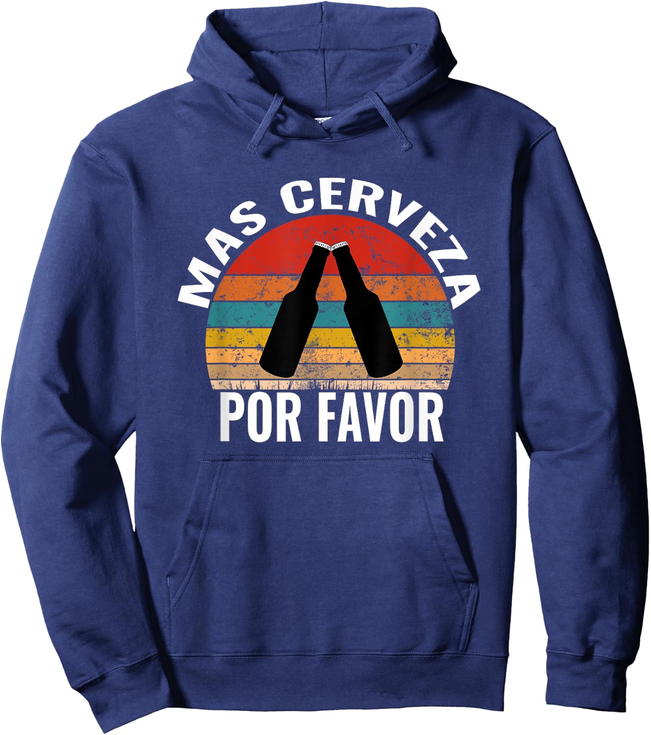 Mas Cerveza Por Favor Funny Vintage Spanish Beer Lover Hoodie - Hoodie | Navy