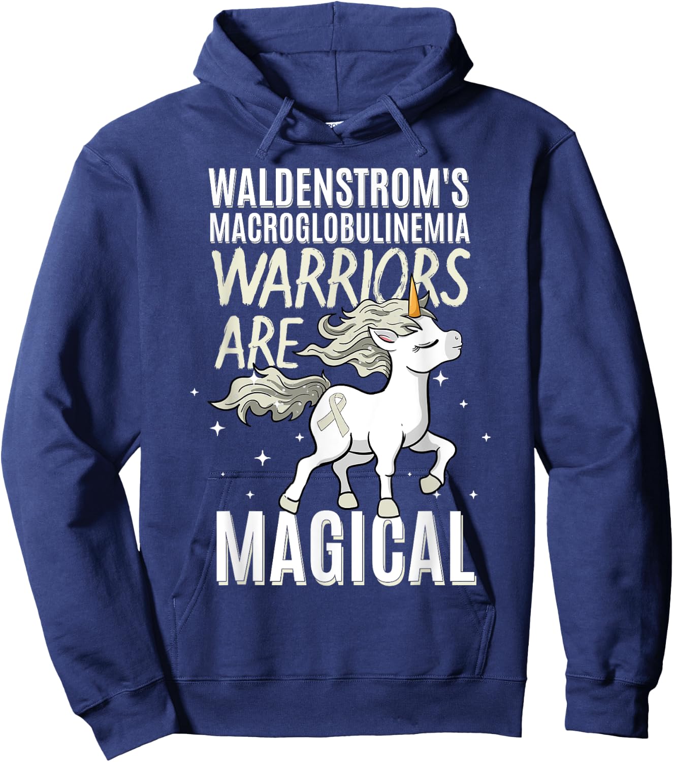 Waldenstrom's Macroglobulinemia Warrior WM Awareness Unicorn Hoodie - Hoodie | Navy