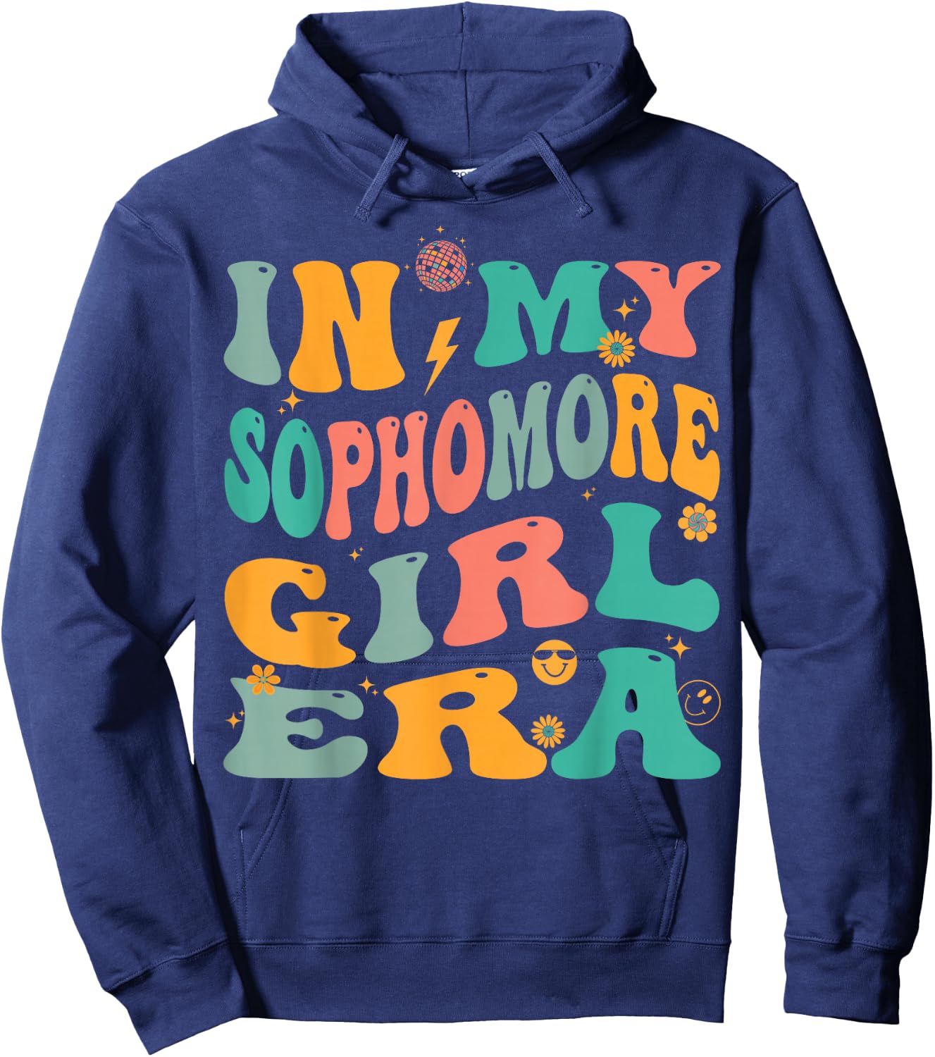 Retro Sophomore Girl Groovy Hoodie - Hoodie | Navy