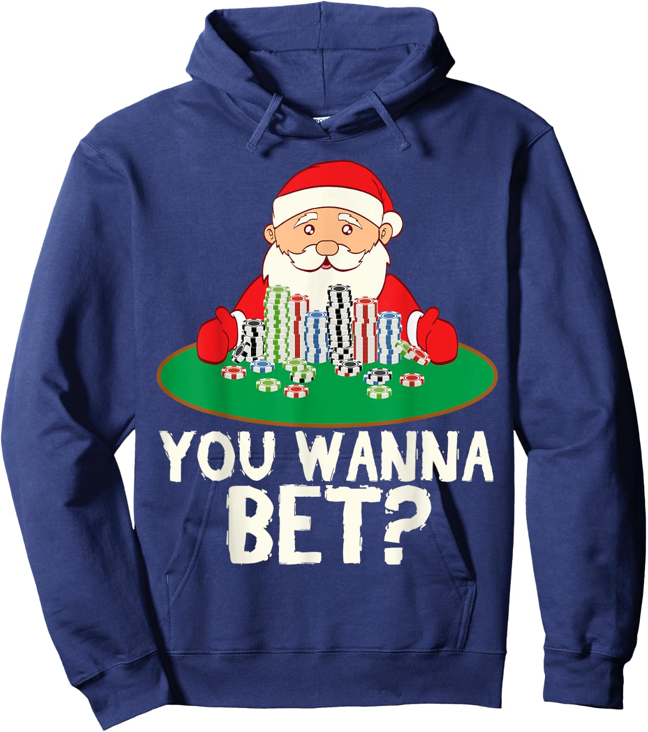 Santa Bet Casino Royal Flush Card Christmas Hoodie - Hoodie | Navy