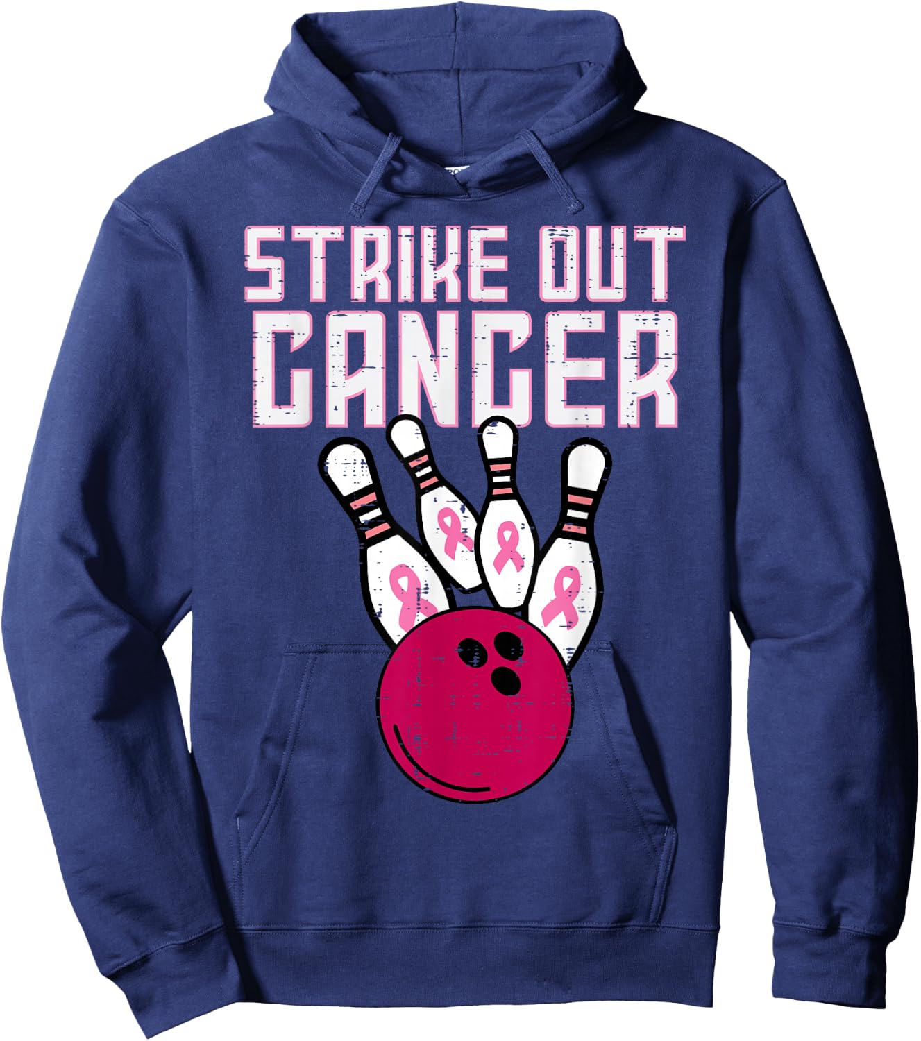 Strike Out Breast Cancer Bowling Awareness Men Women Kids Hoodie - Hoodie | Navy