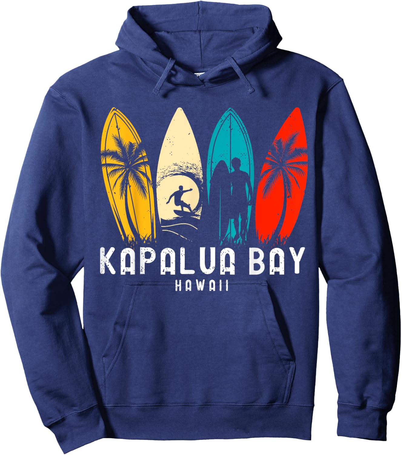 Retro Hawaii Kapalua Bay Surfboarder Design Hoodie - Hoodie | Navy