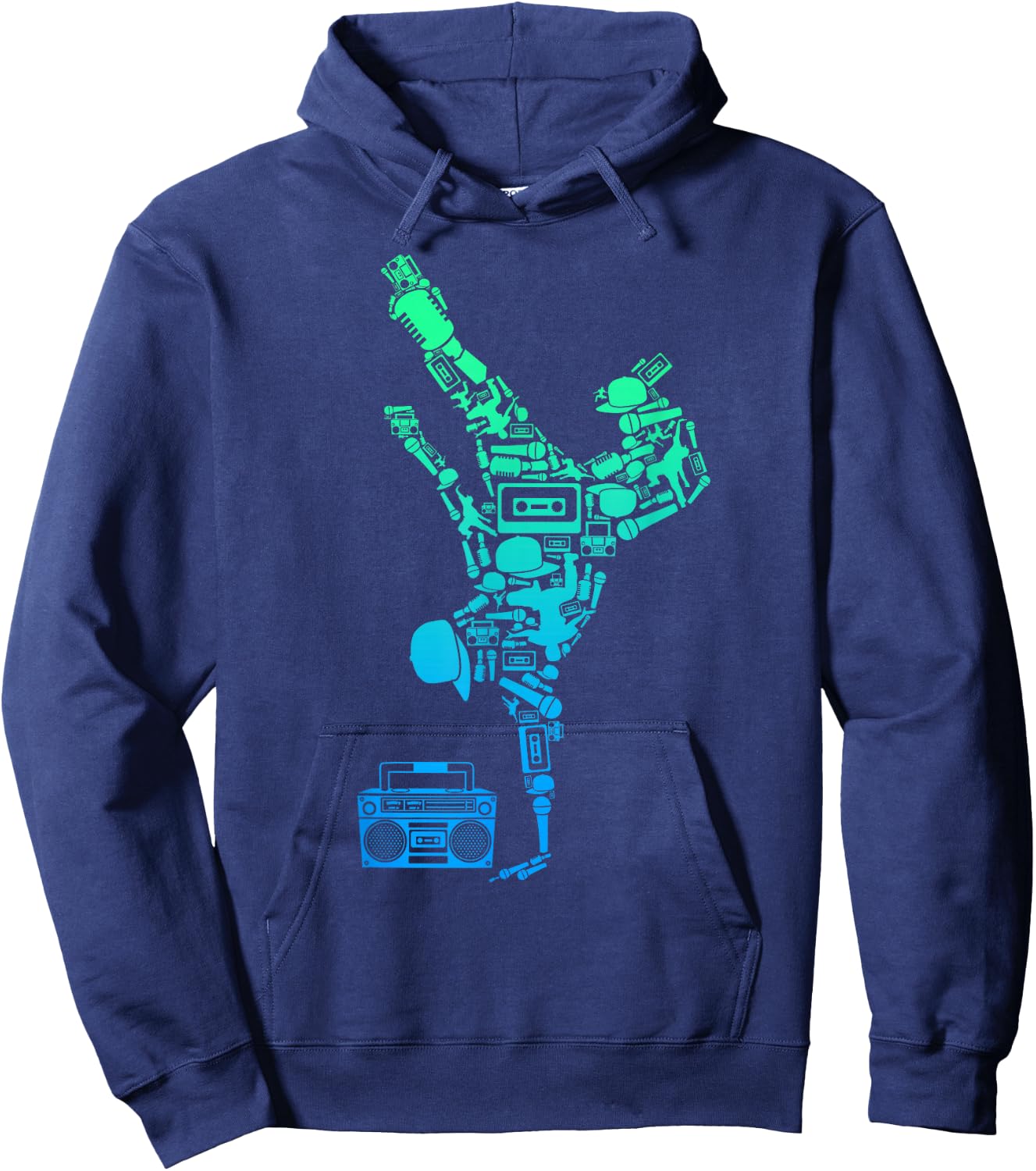 Breakdancer Breakdancing with Hip Hop Dance Music Boombox Hoodie - Hoodie | Navy