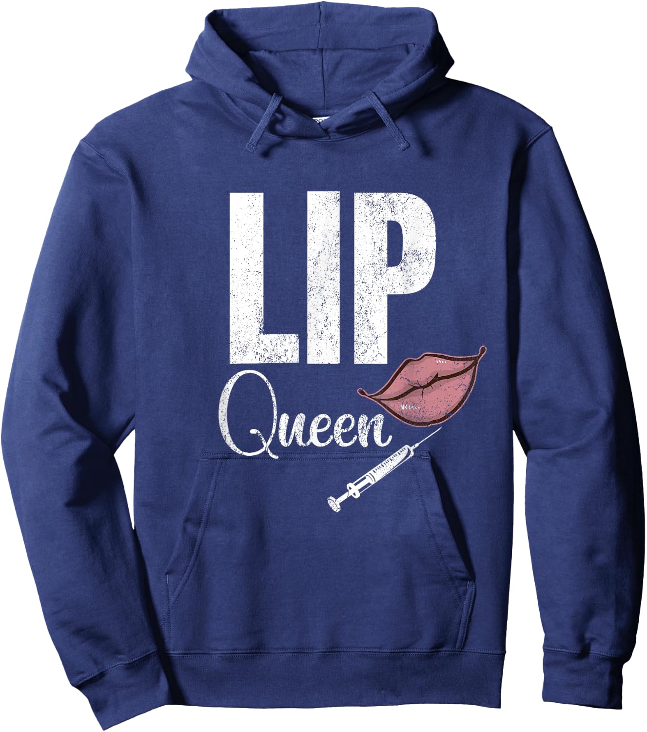 Vintage Lip Queen Injector Filler Aesthetic Nurse Injector Hoodie - Hoodie | Navy