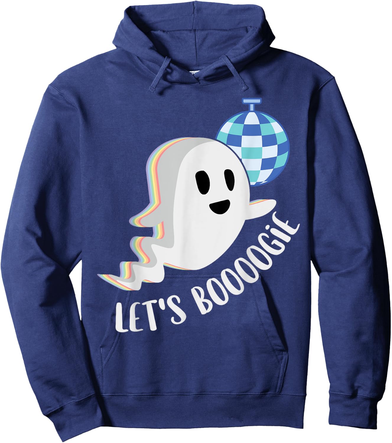 Let's Boogie Funny Cute Ghost Boo Groovy Disco Dance Pun Hoodie - Hoodie | Navy