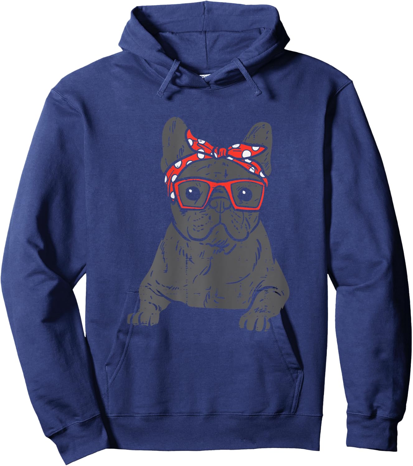 French Bulldog Polka Dot Headband Bandana Frenchie Dog Gift Women Kids Hoodie - Hoodie | Navy
