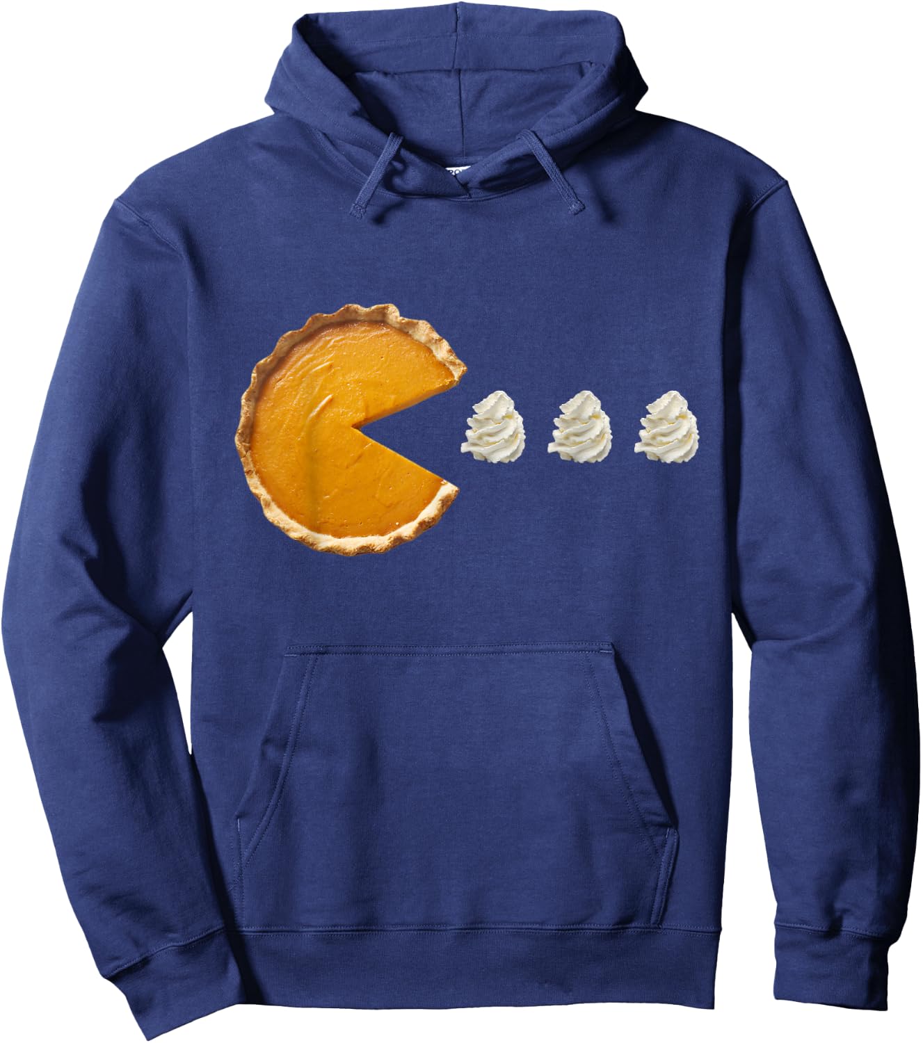 Pumpkin Pie Eating Running Whipped Cream Thanksgiving Day Hoodie - Hoodie | Navy