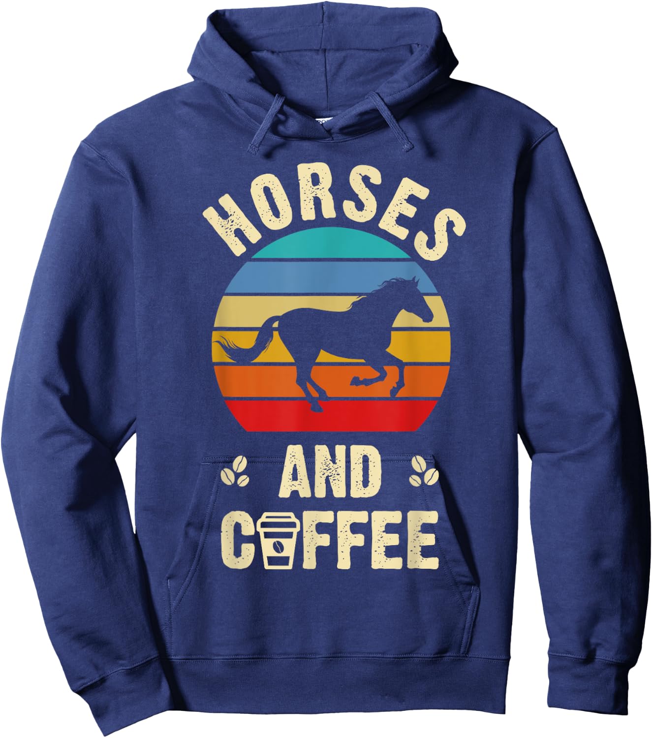 I like Horses & Coffee Funny vintage Pet theme lover Hoodie - Hoodie | Navy