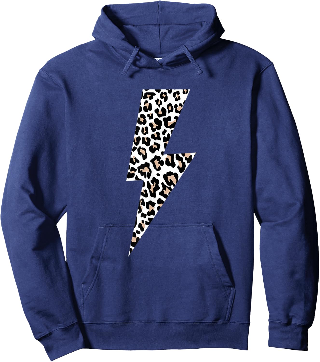 Leopard Lightning Bolt Cheetah Animal Print Hoodie - Hoodie | Navy