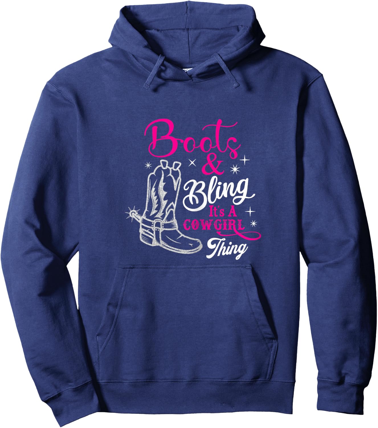 boots & bling it's a cowgirl thing Western Hoodie - Hoodie | Navy