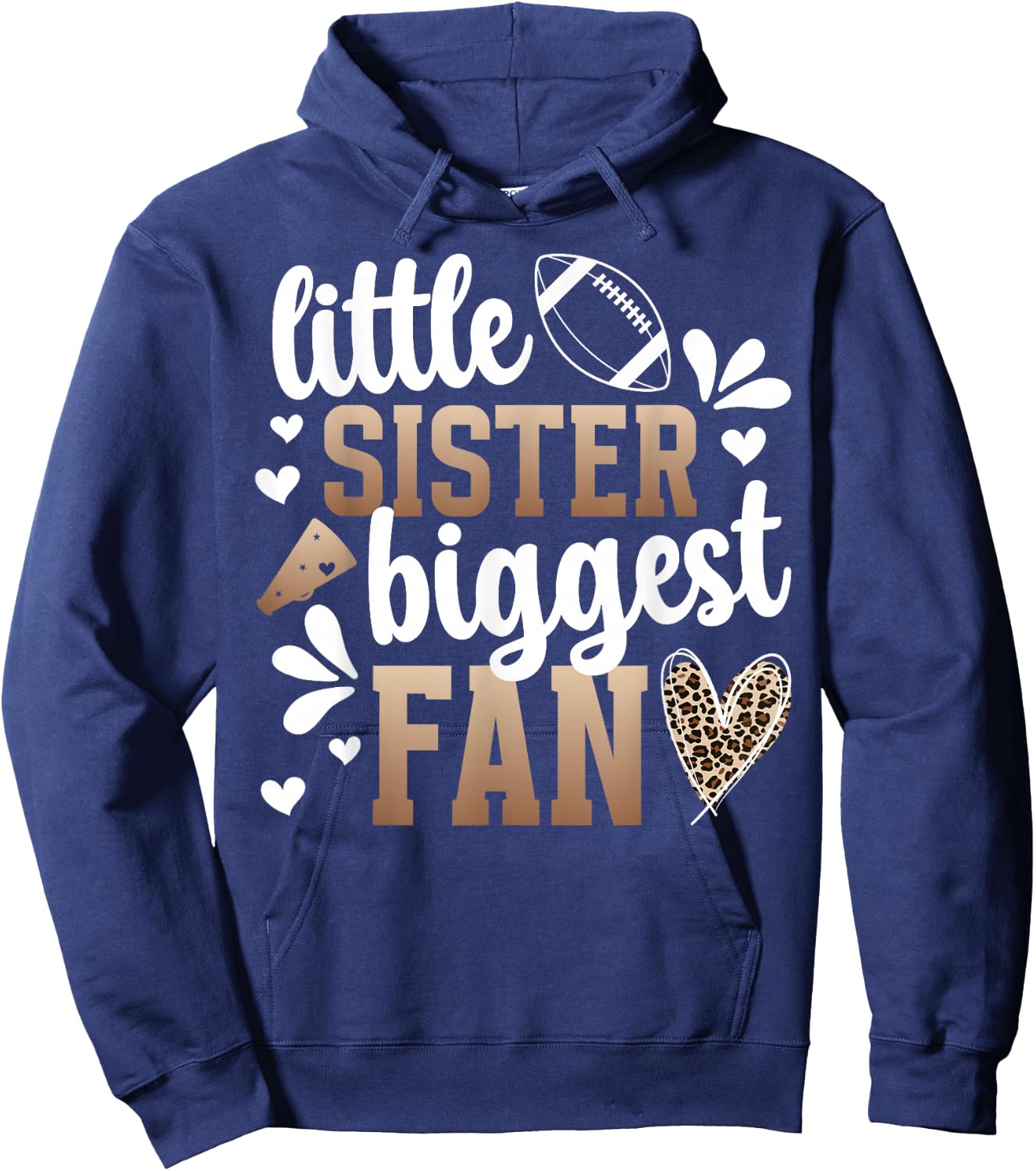 Little Sister Flag Football Sister of A Flag Football Player Hoodie - Hoodie | Navy