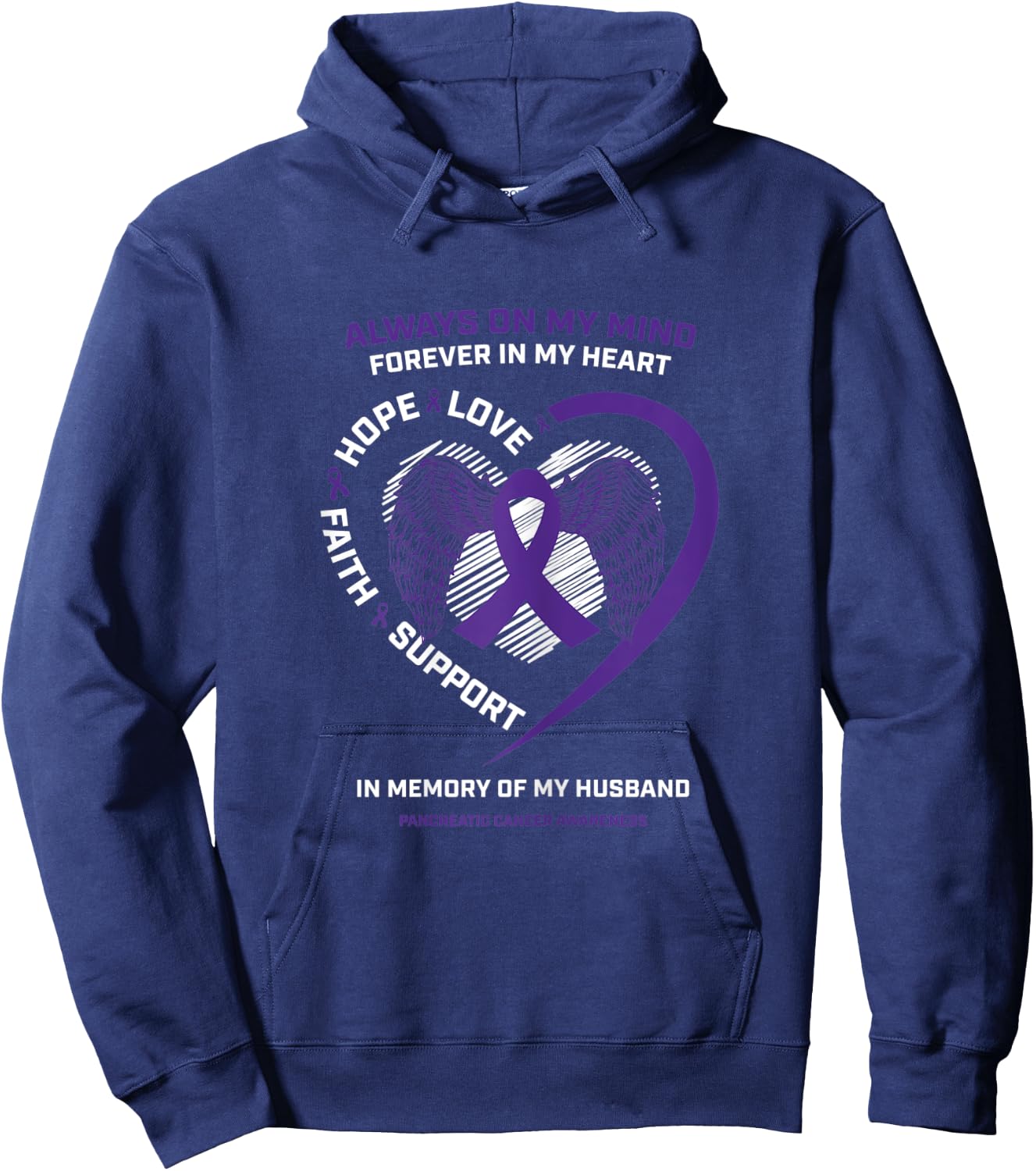 Gifts Loving Memory Of Husband Pancreatic Cancer Awareness Hoodie - Hoodie | Navy