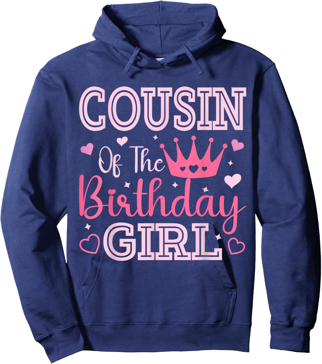 Cousin of the Birthday Girl Cute Pink Matching Family Party Hoodie - Hoodie | Navy