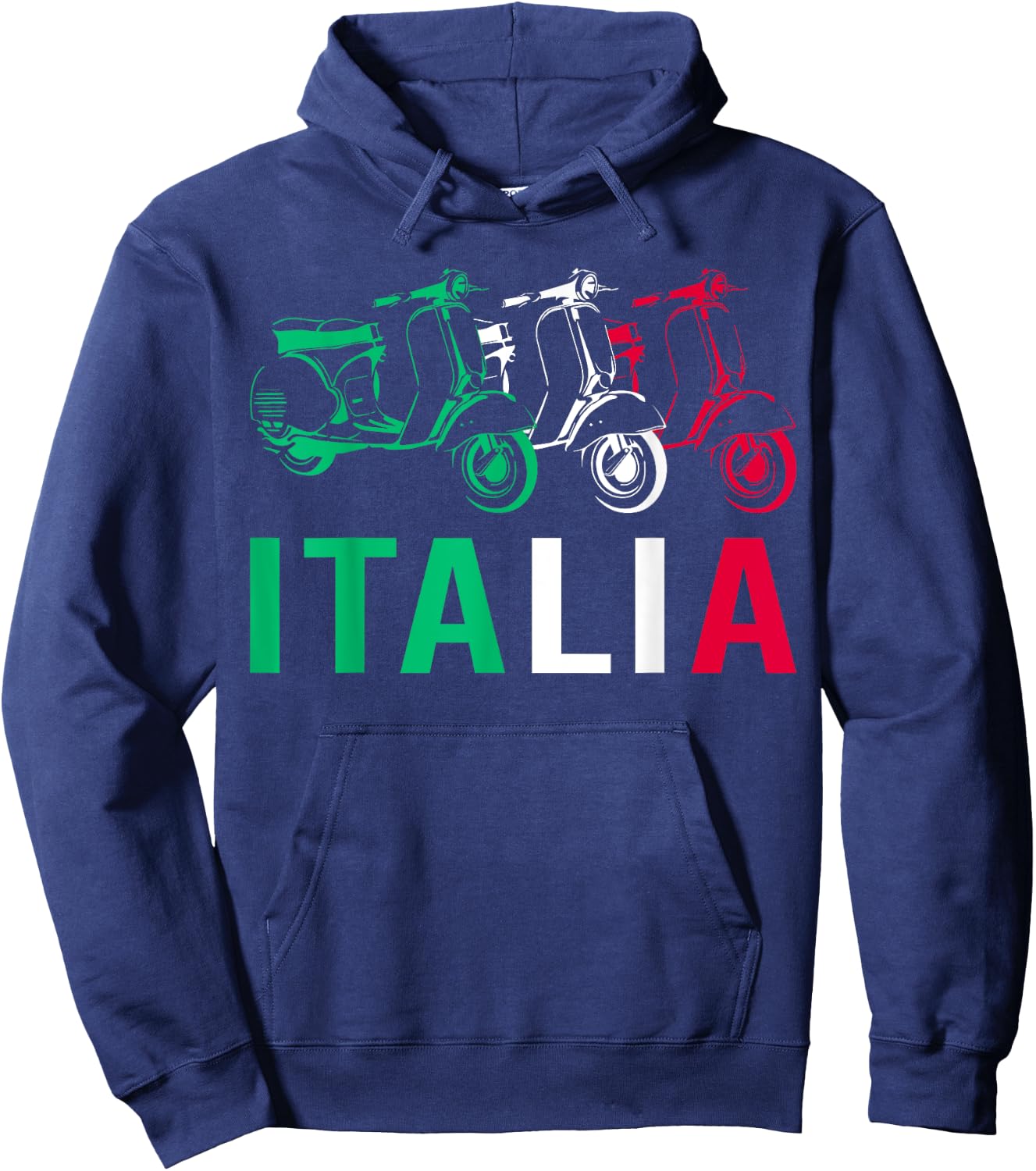 Italia Vintage Scooter Funny Italian Flag Scoot Lover Gift Hoodie - Hoodie | Navy