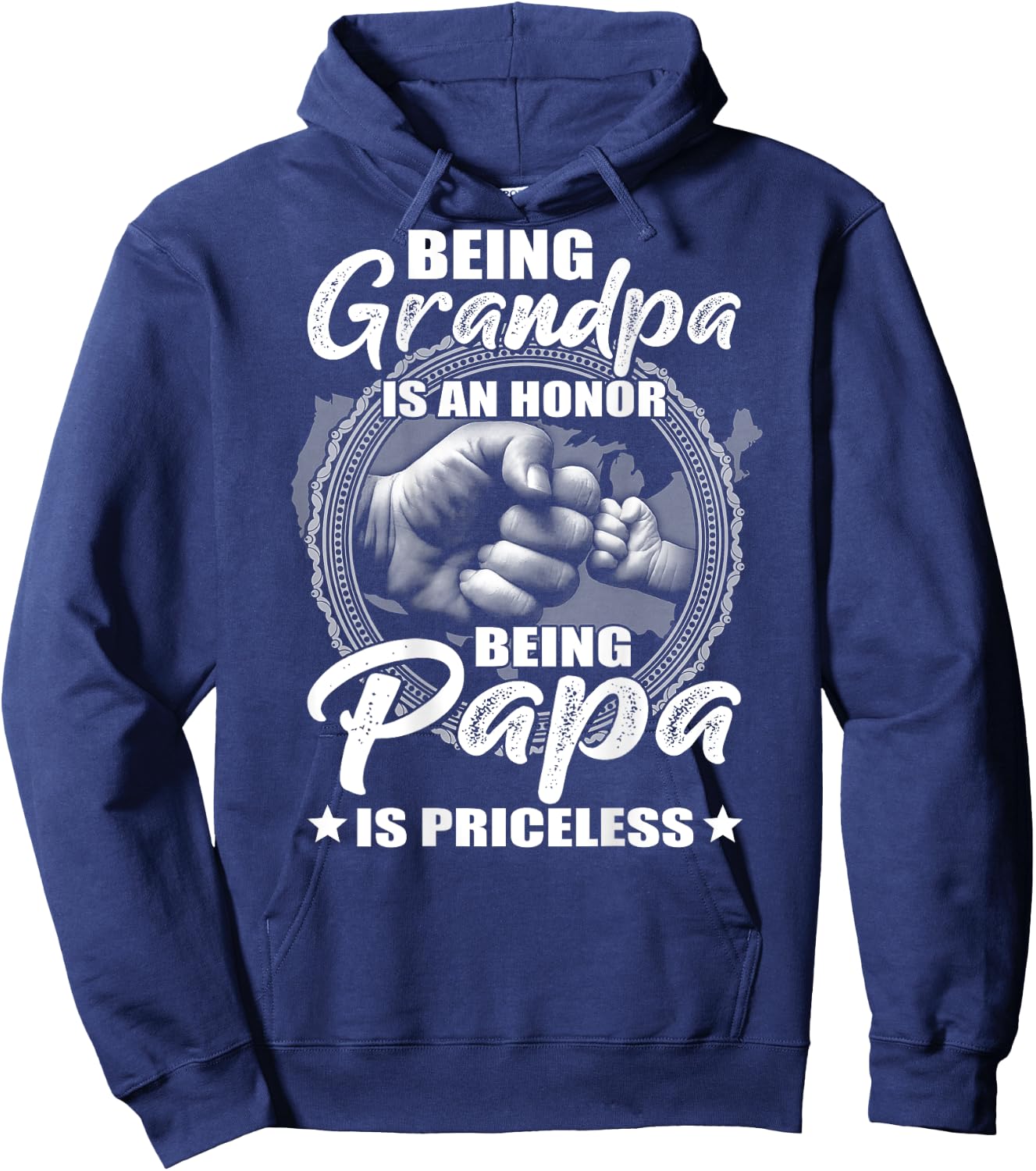 Being Grandpa Is An Honor Being PaPa is Priceless (on back) Hoodie - Hoodie | Navy