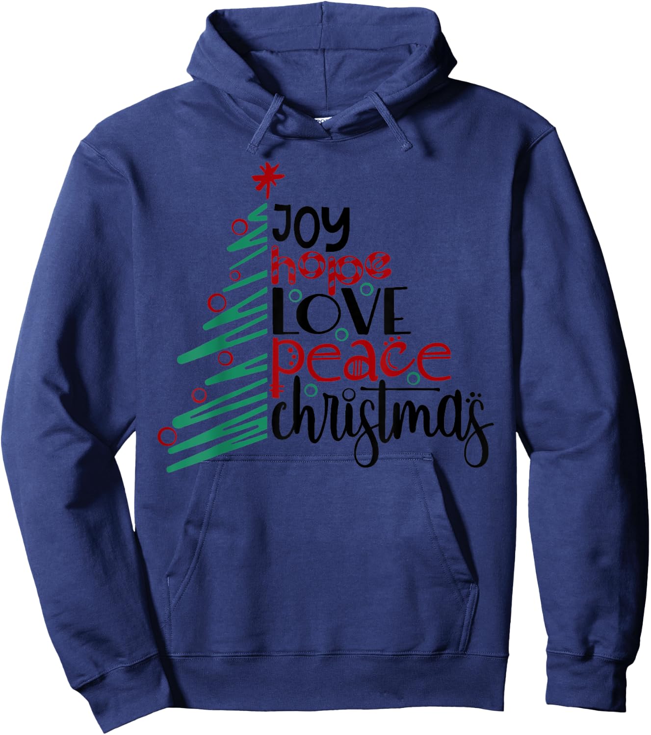 Joy Hope Peace Love Christmas Tree Gift Hoodie - Hoodie | Navy
