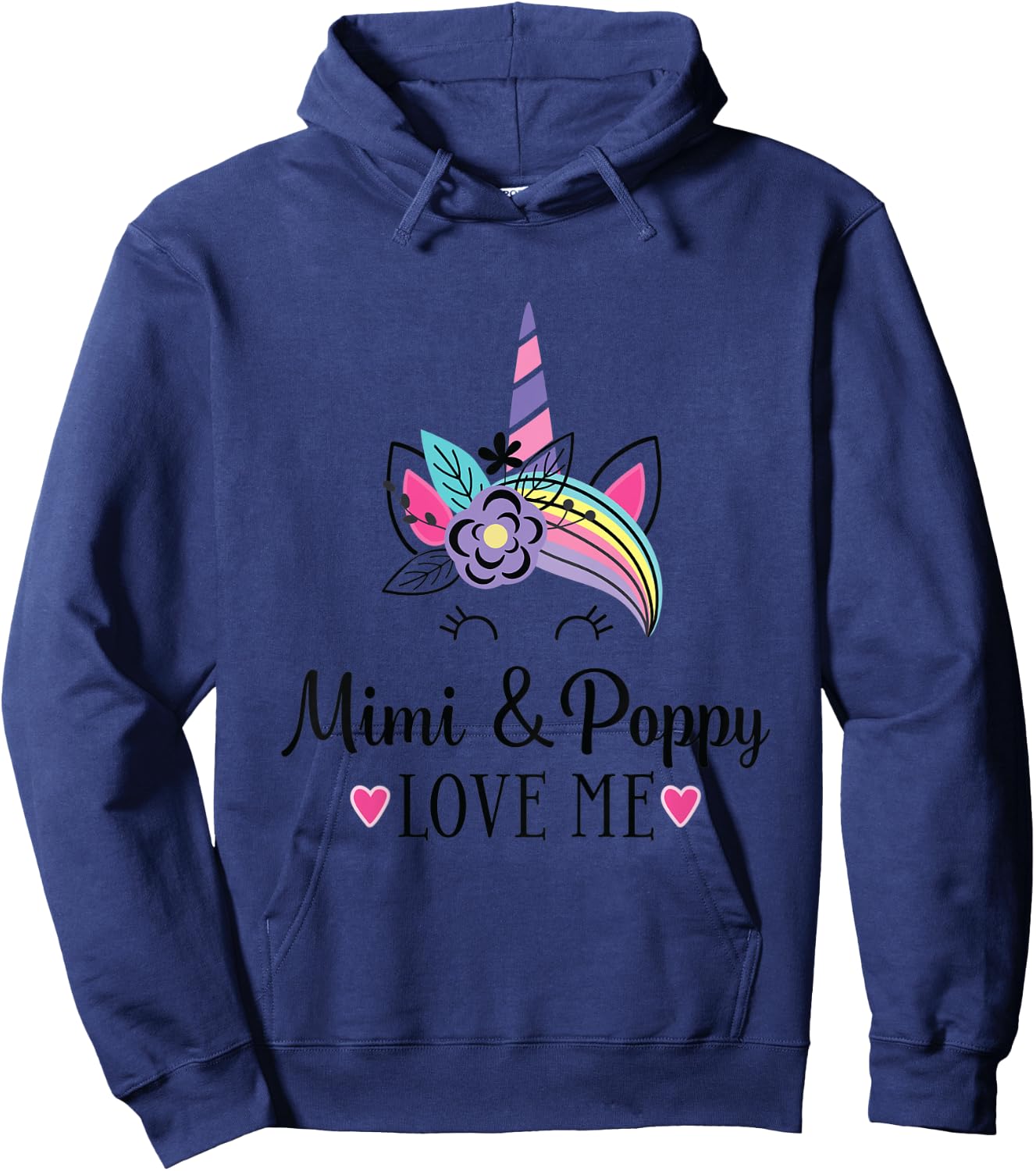Kids Mimi and Poppy Love Me Granddaughter Unicorn Hoodie - Hoodie | Navy