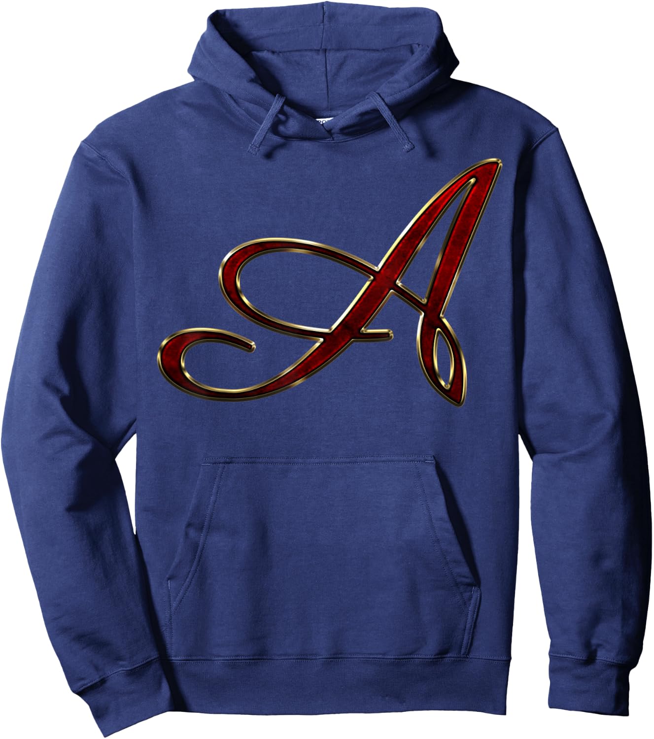 Monogram Initial Letter A Gold Red Hoodie - Hoodie | Navy