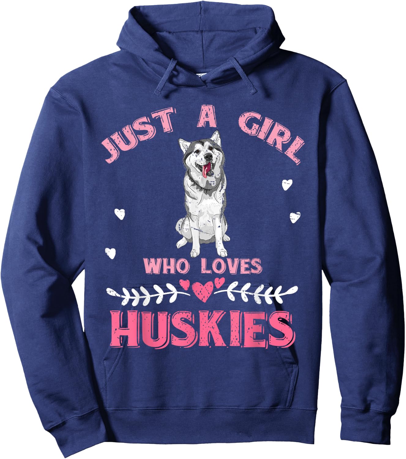 Just A Girl Who Loves Huskies Dog Lover Women Girls Husky Hoodie - Hoodie | Navy