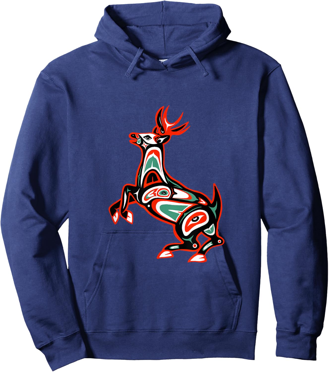 Haida art, Native American Style, Deer Totem Hoodie - Hoodie | Navy