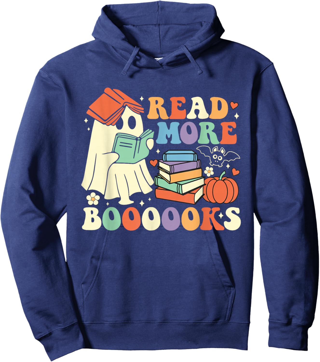 Funny Teacher Halloween Cute Booooks Ghost Read More Books Hoodie - Hoodie | Navy
