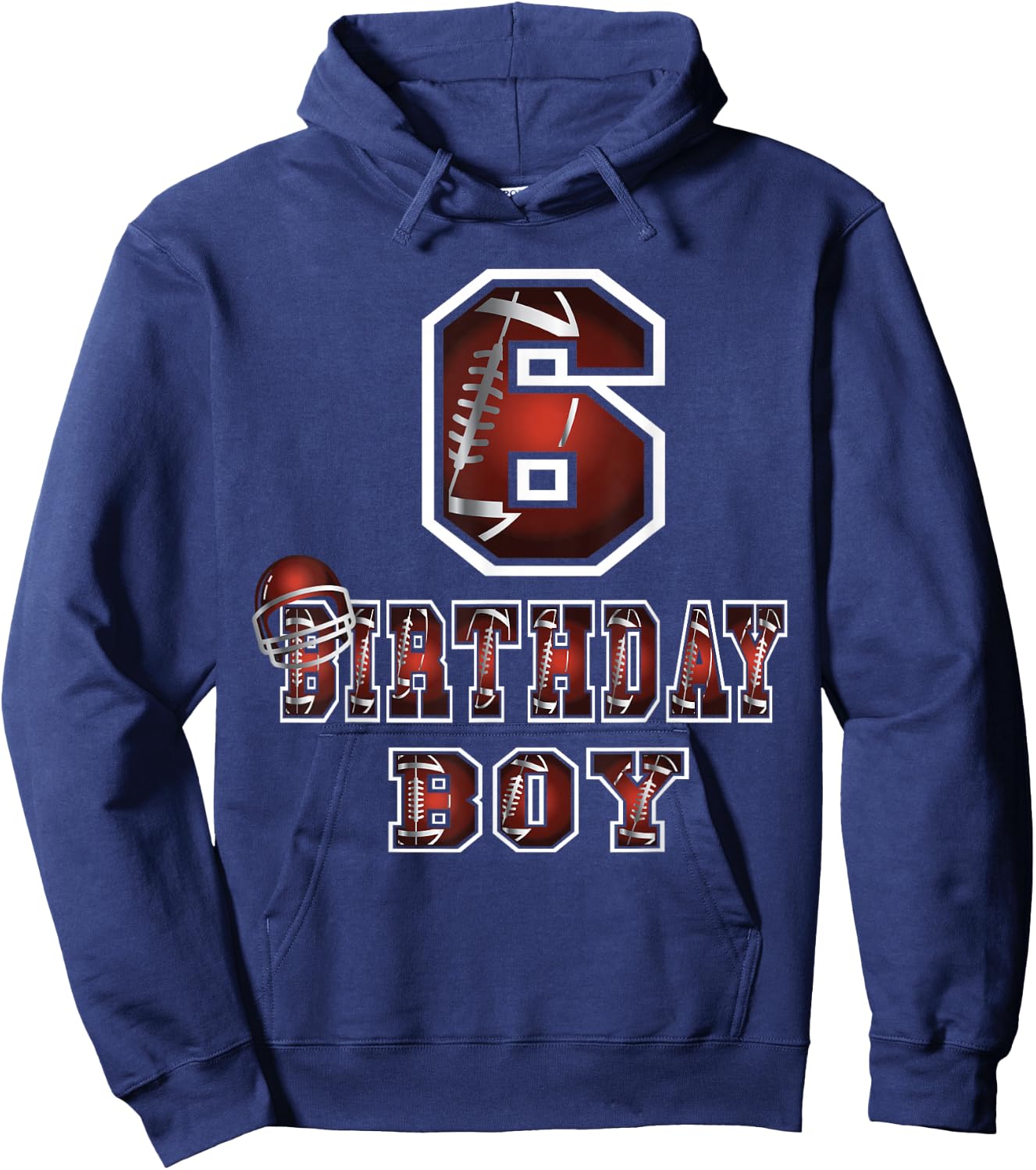 6th Birthday Boy 6 Years Old Football Lover Theme Party Hoodie - Hoodie | Navy