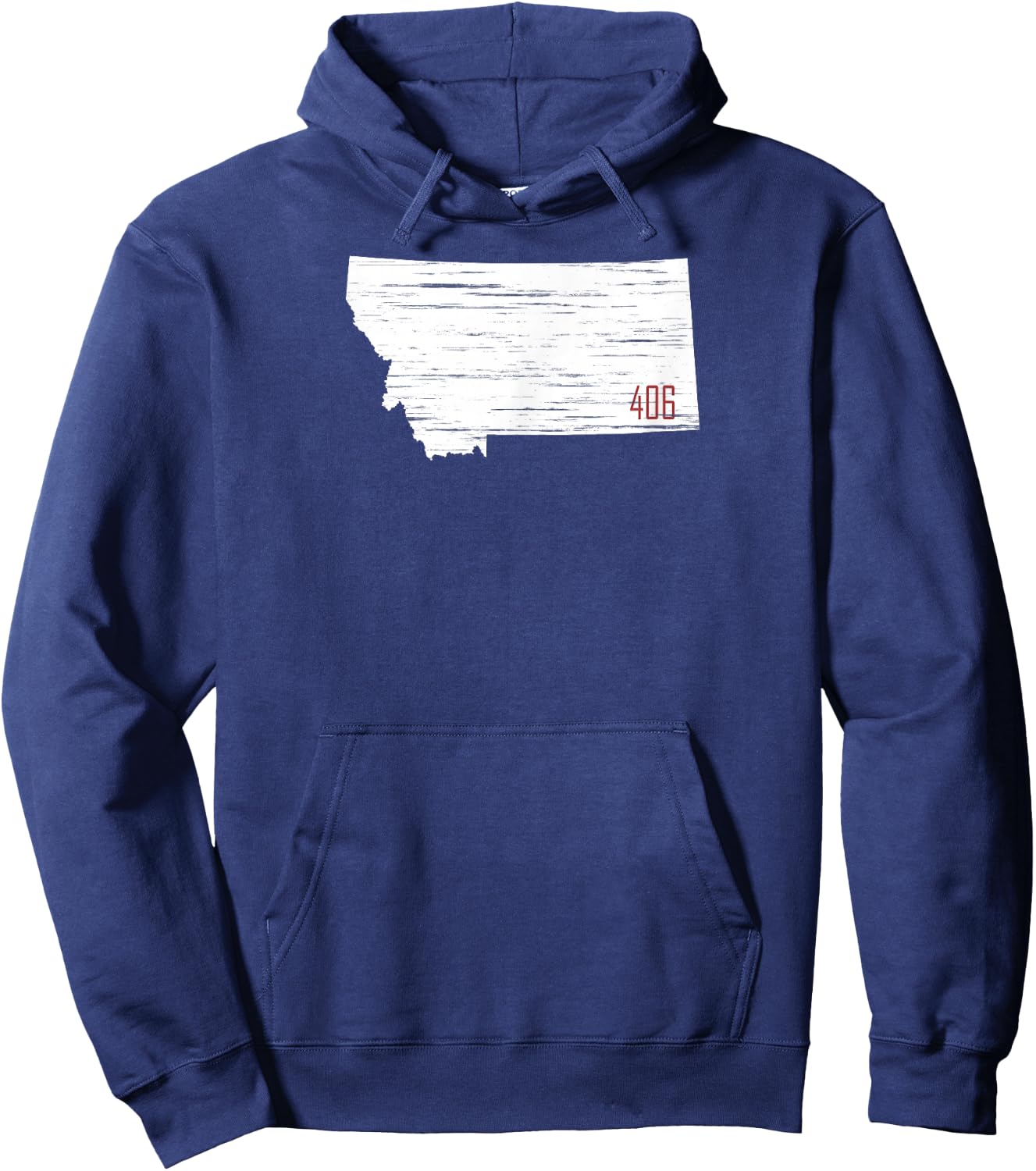 White State of Montana Distressed with 406 MT Area Code Hoodie - Hoodie | Navy