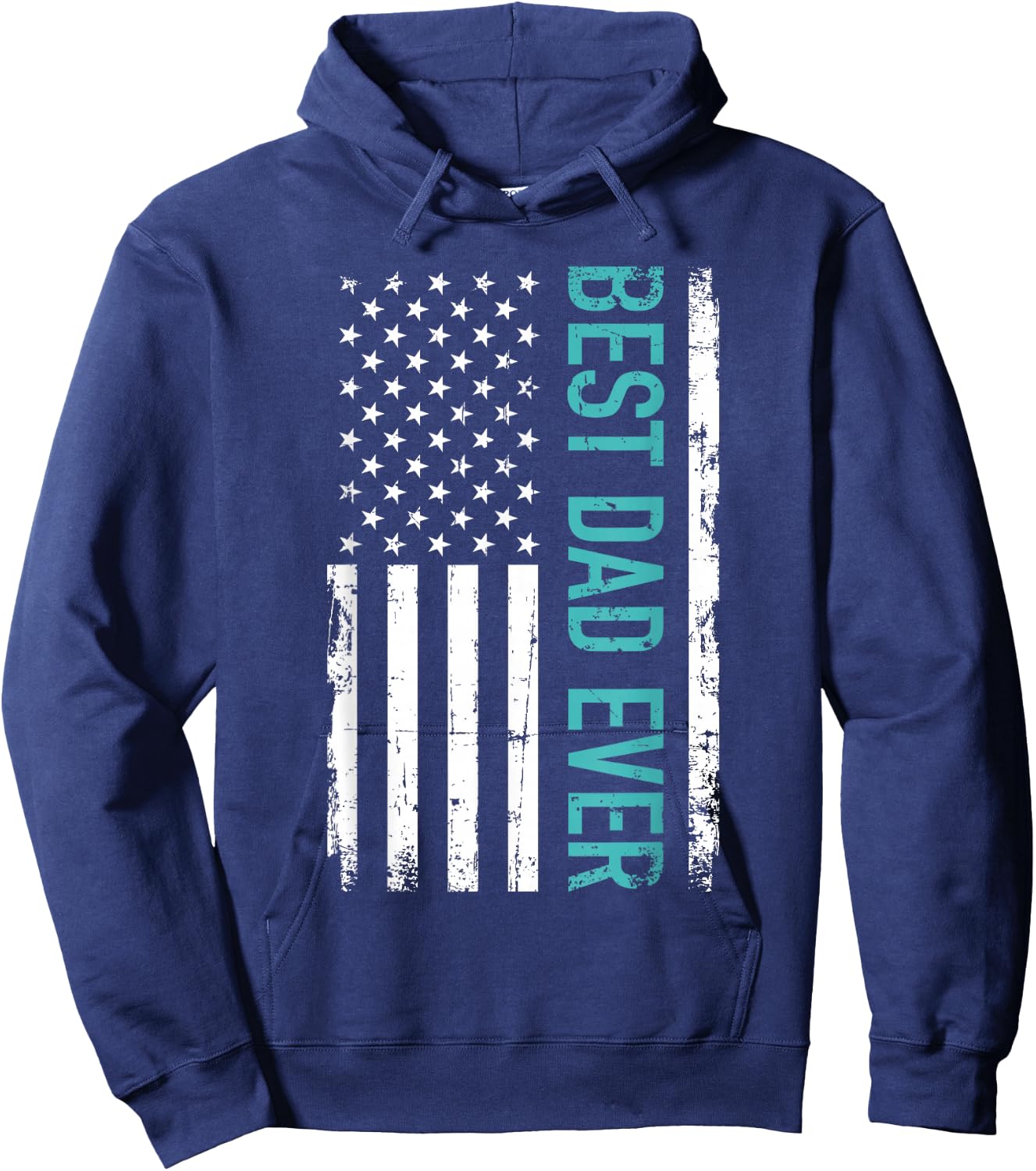 Father's day Best dad ever with US american flag Short Sleeve Hoodie - Hoodie | Navy